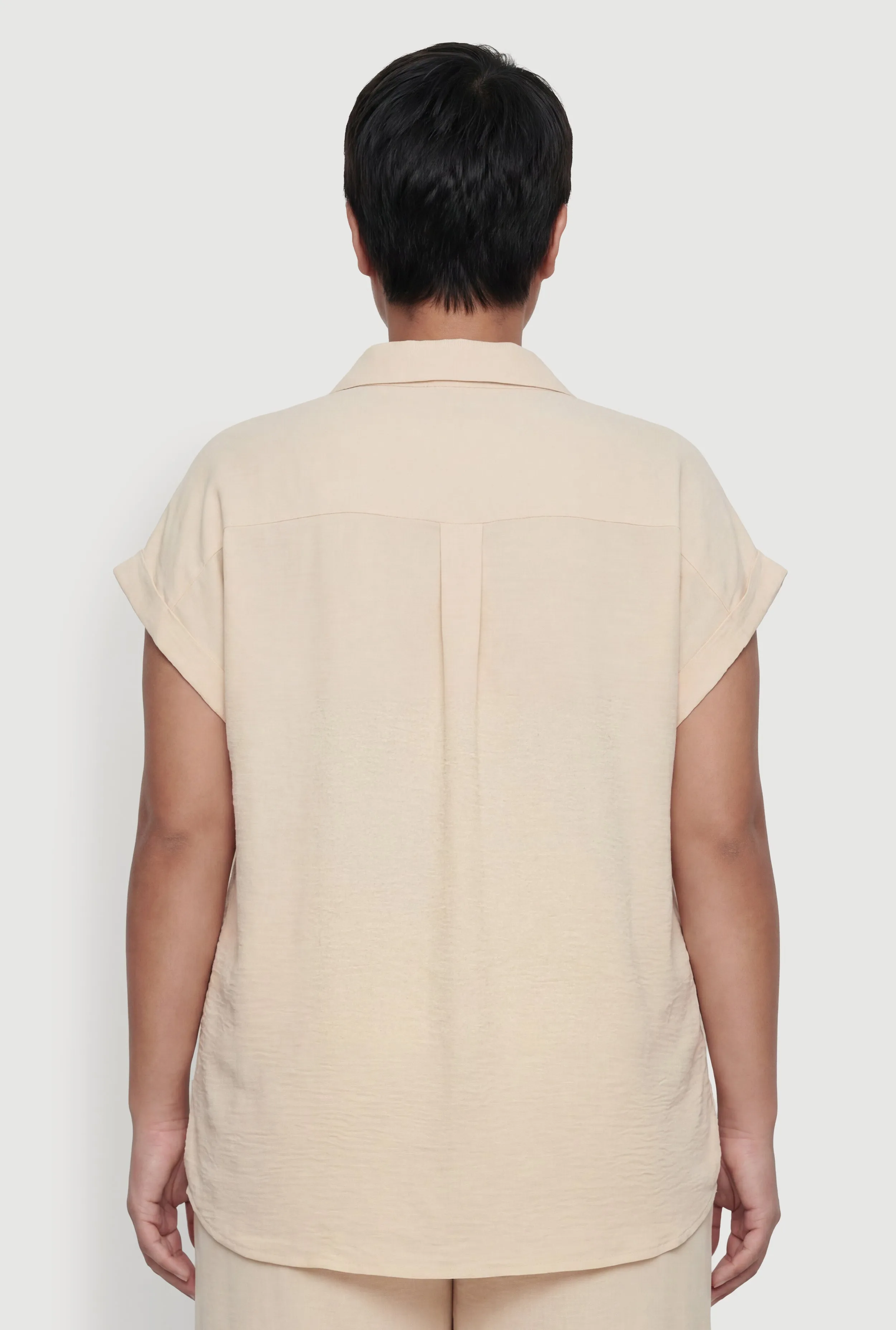 Plus Size Crepe Knit Button Front Pocket Detail Shirt sold by Rainbow product image thumbnail 5