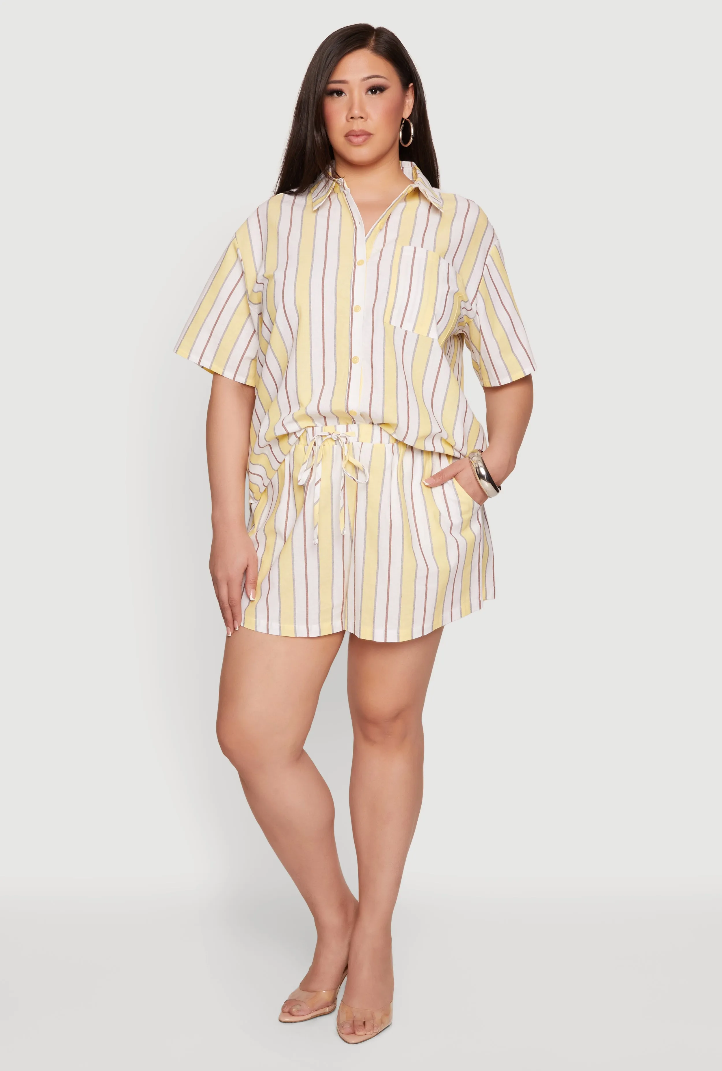 Plus Size Striped Drawstring Waist Shorts sold by Rainbow product image thumbnail 3