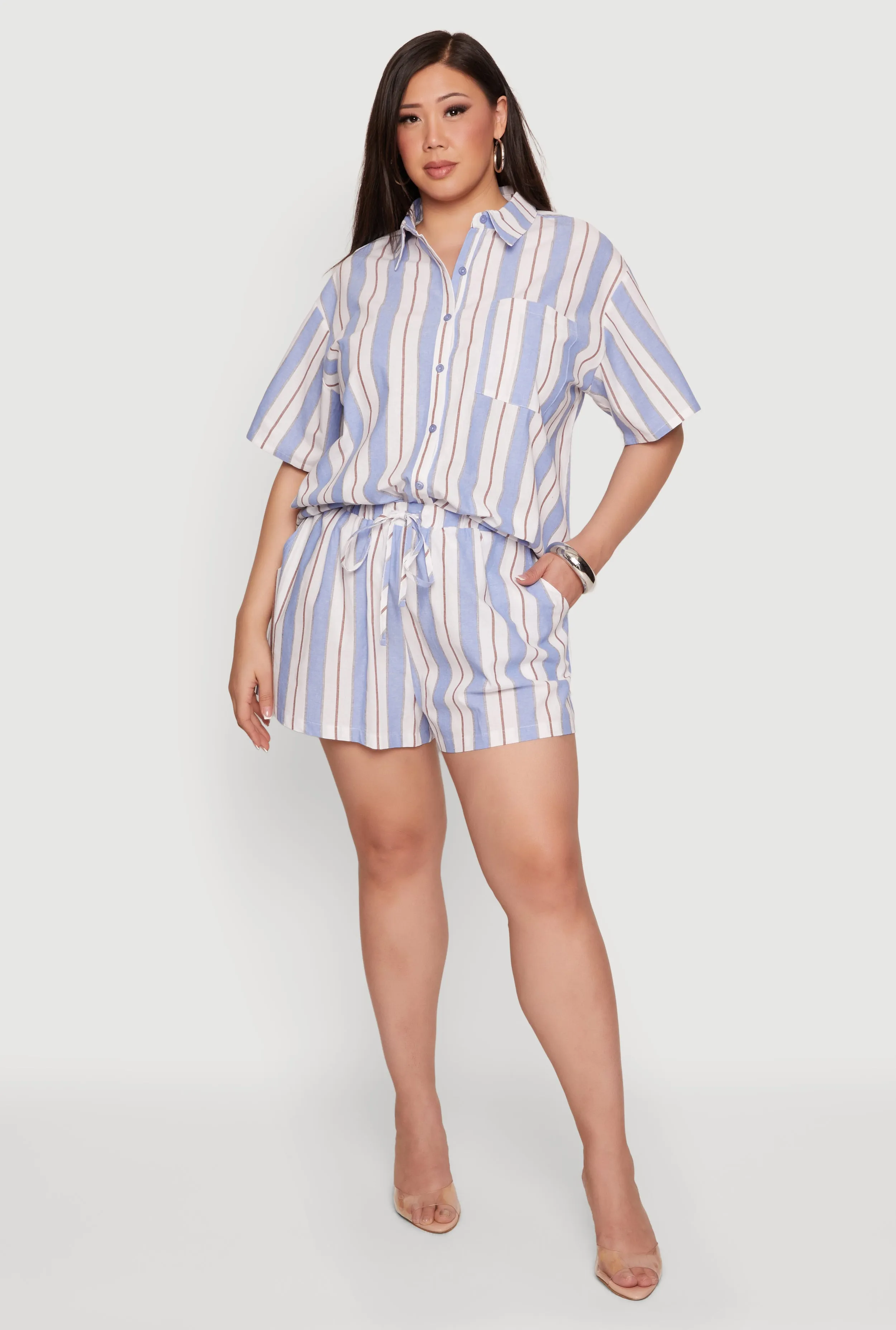 Plus Size Striped Drawstring Waist Shorts sold by Rainbow product image thumbnail 2