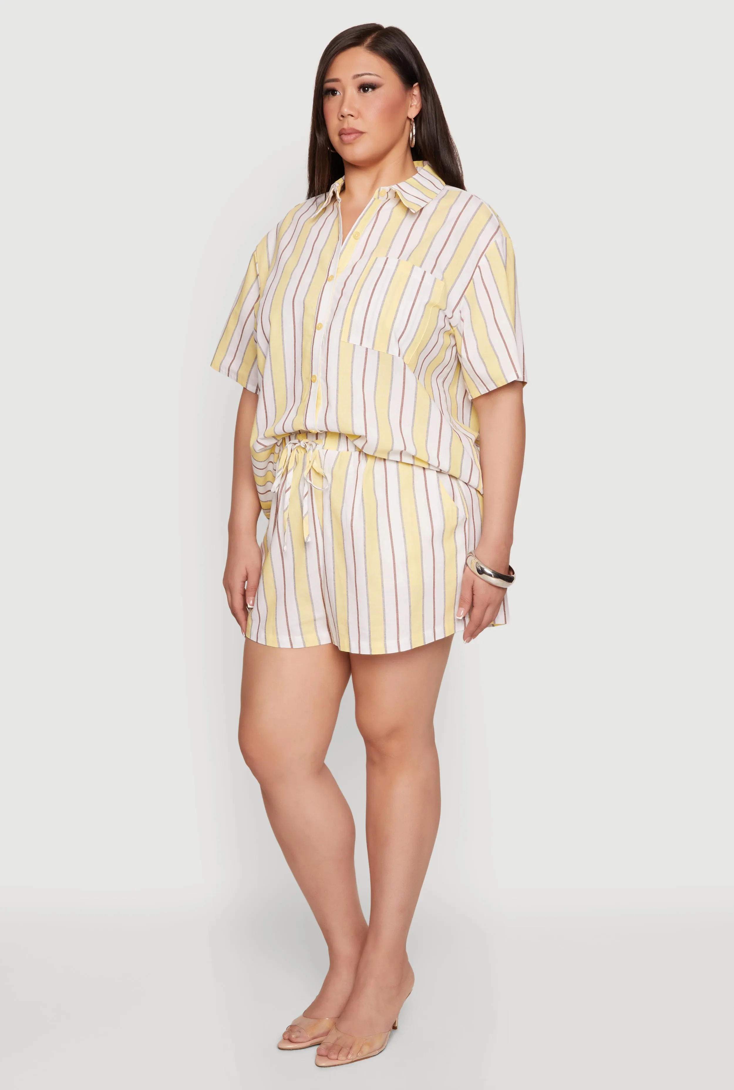 Plus Size Striped Drawstring Waist Shorts sold by Rainbow product image thumbnail 2