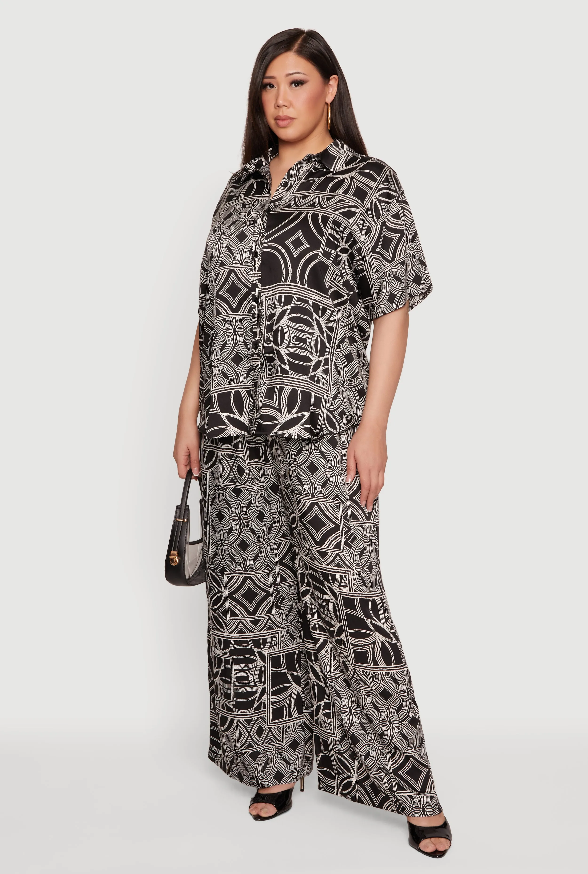 Plus Size Geometric Print Wide Leg Pull On Pants sold by Rainbow product image thumbnail 2