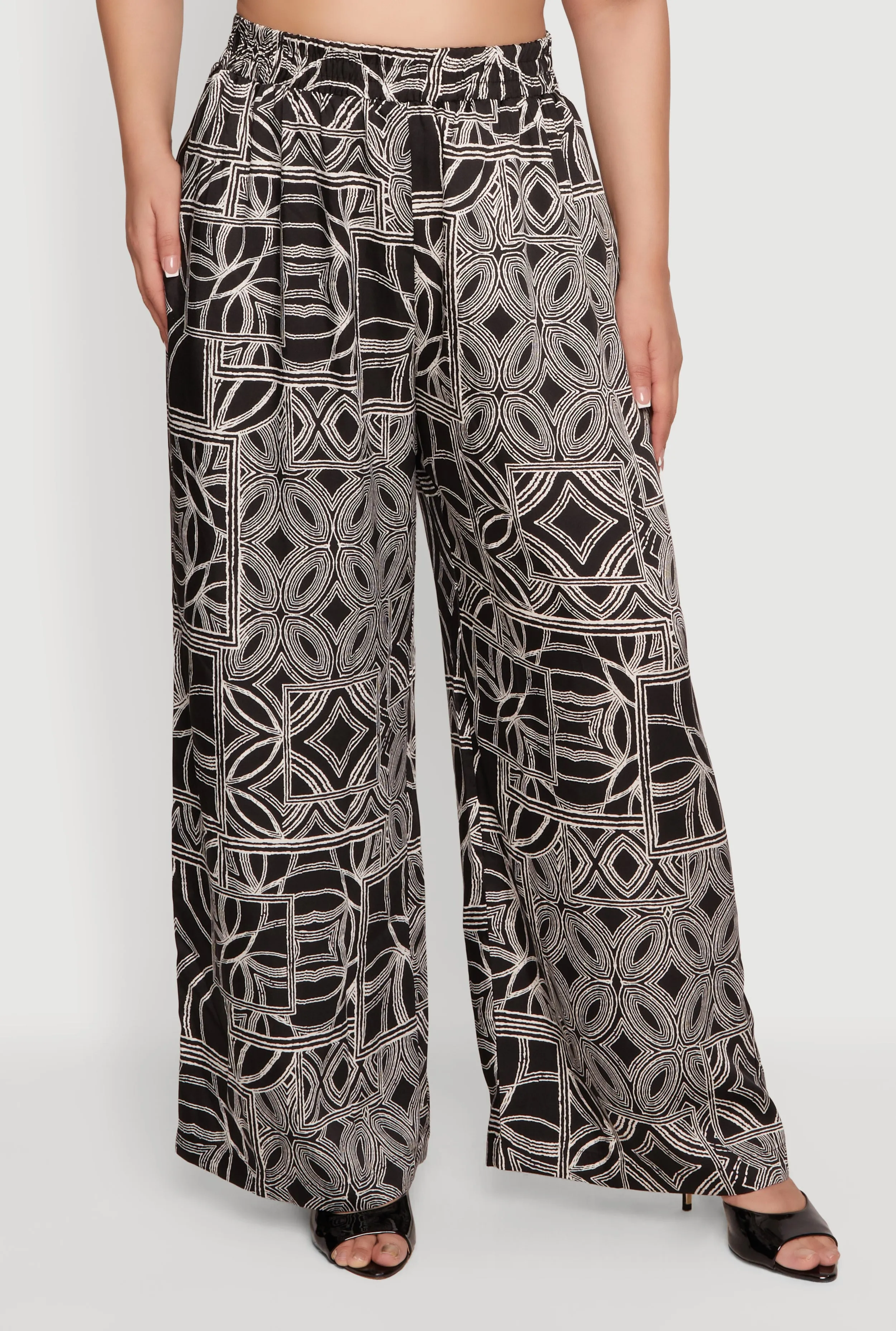Plus Size Geometric Print Wide Leg Pull On Pants sold by Rainbow product image thumbnail 3