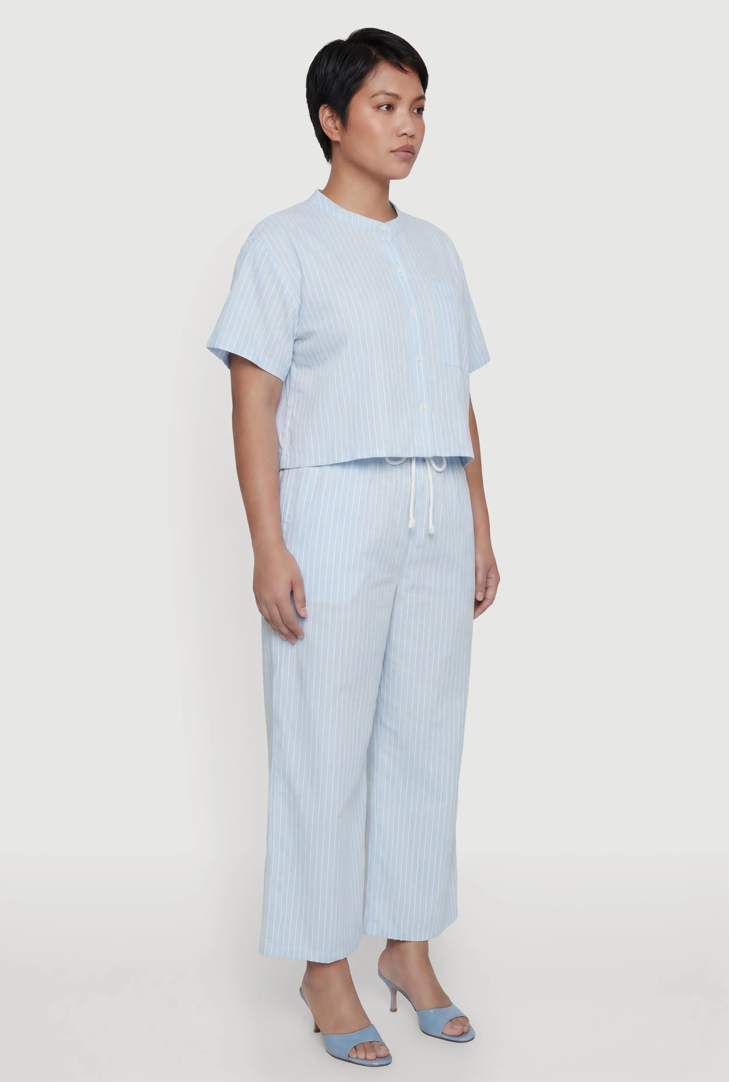 Plus Size Striped Poplin Drawstring Waist Pants sold by Rainbow product image thumbnail 2