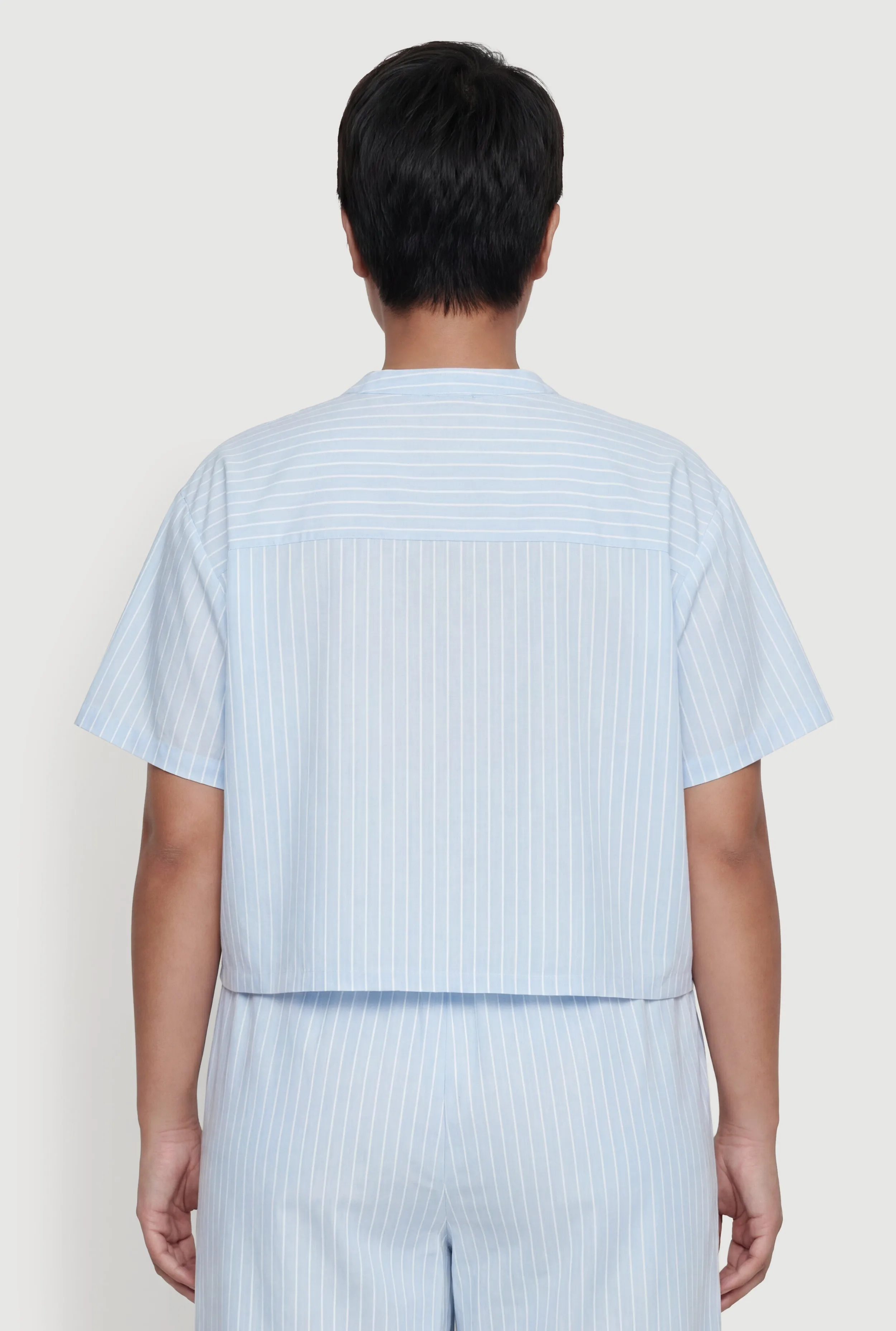 Plus Size Striped Poplin Button Front Short Sleeve Shirt sold by Rainbow product image thumbnail 5