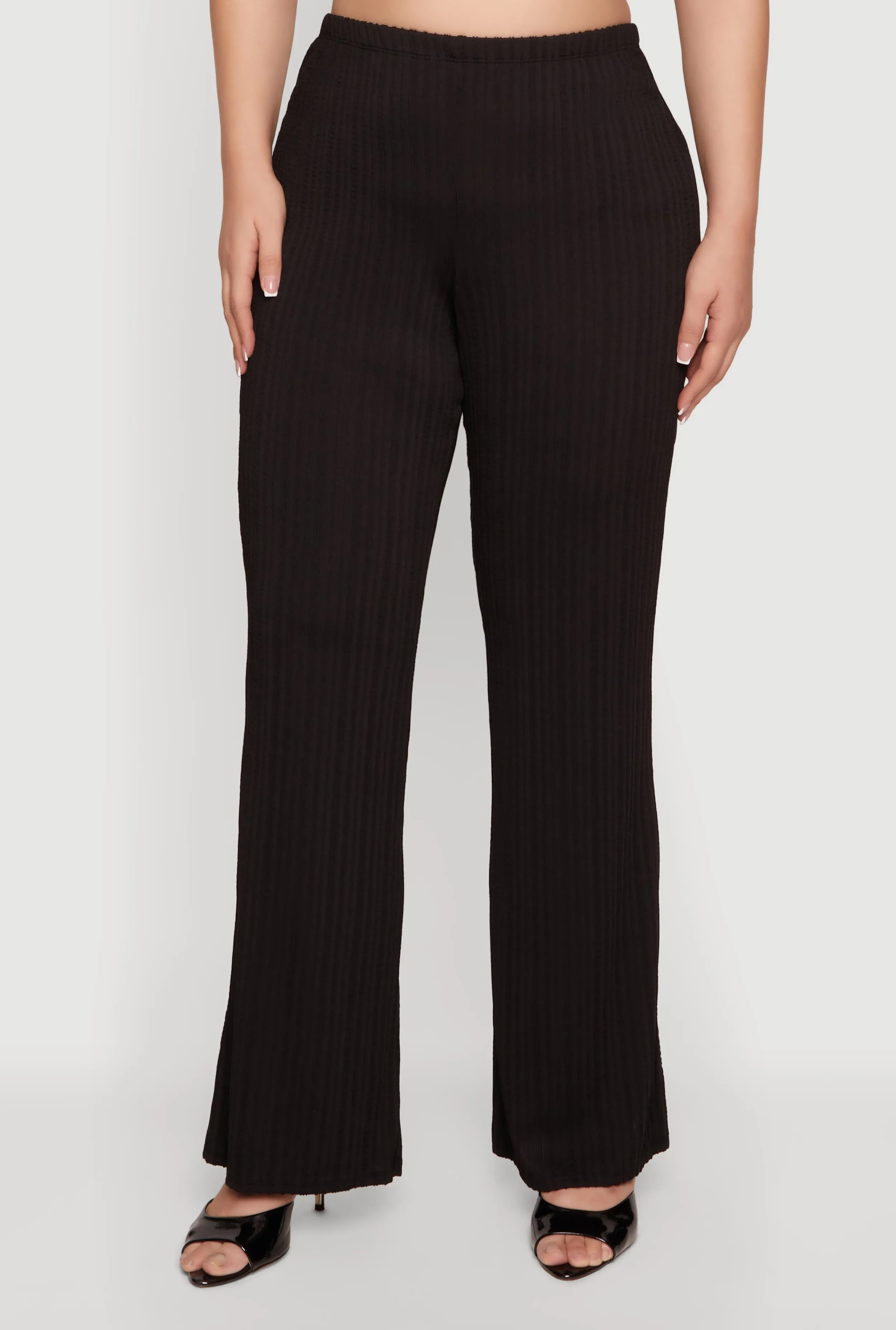 Plus Size Rib Knit Pull On Casual Pants sold by Rainbow product image thumbnail 3