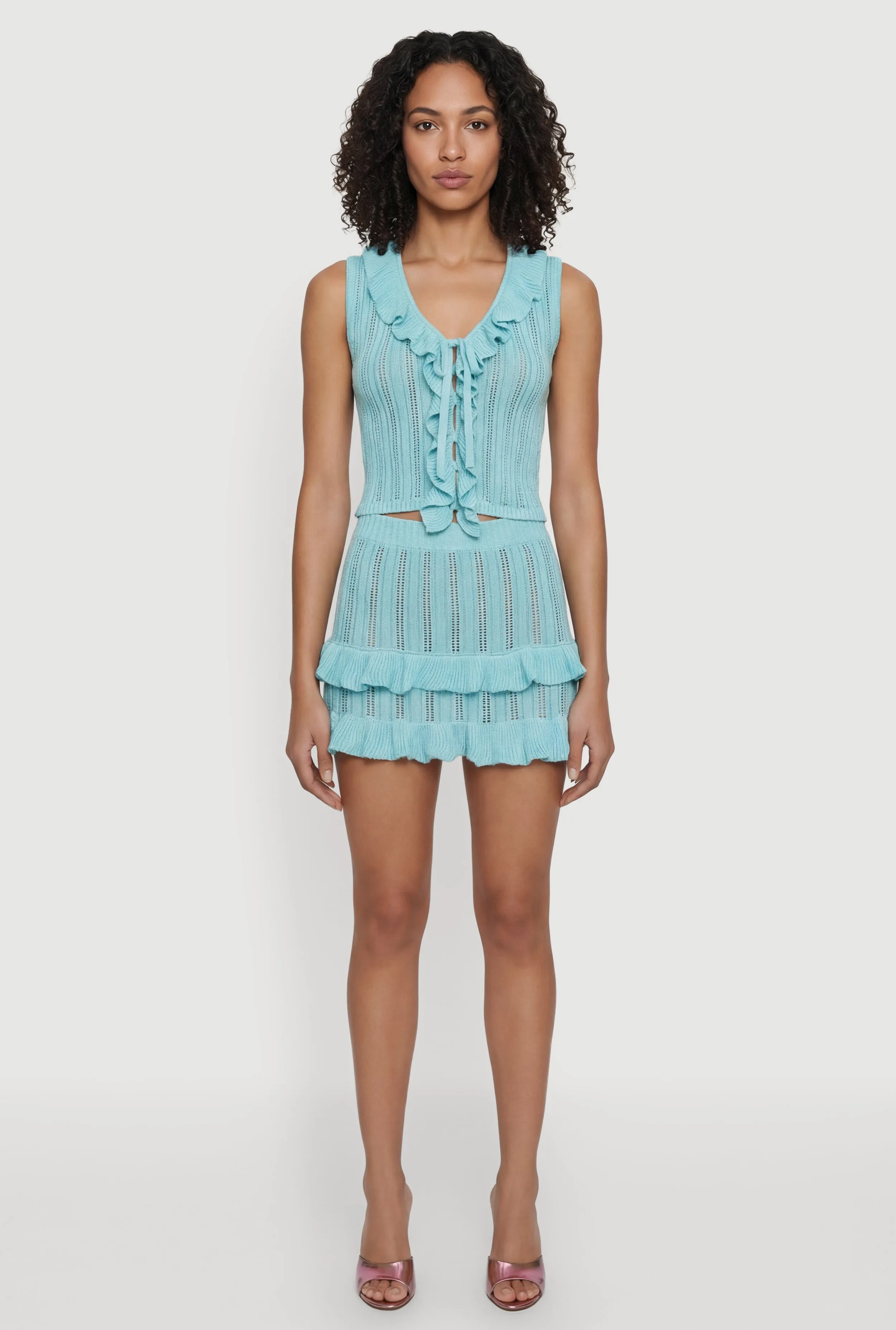 Crochet Ruffle Trim Tiered Mini Skirt sold by Rainbow product image thumbnail 4