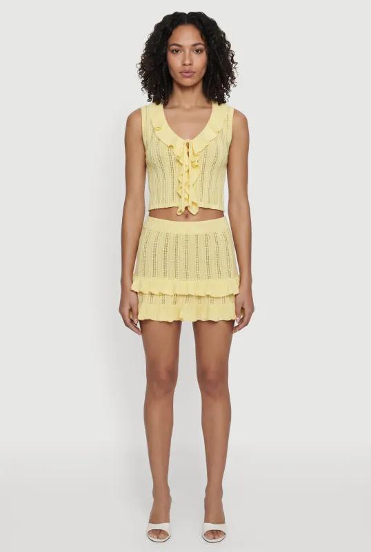 Crochet Ruffle Trim Tiered Mini Skirt made by Almost Famous