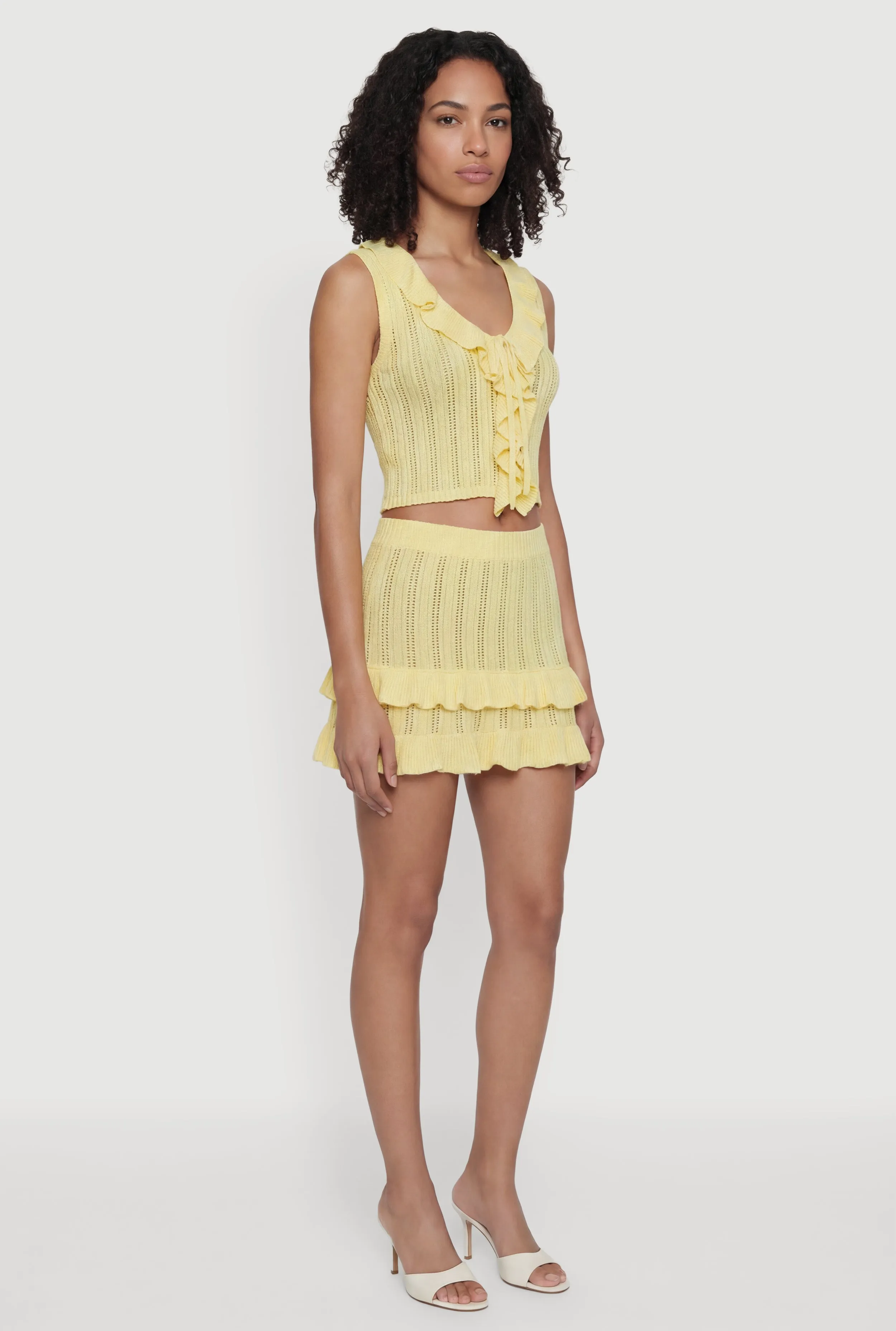 Crochet Ruffle Trim Tiered Mini Skirt sold by Rainbow product image thumbnail 2