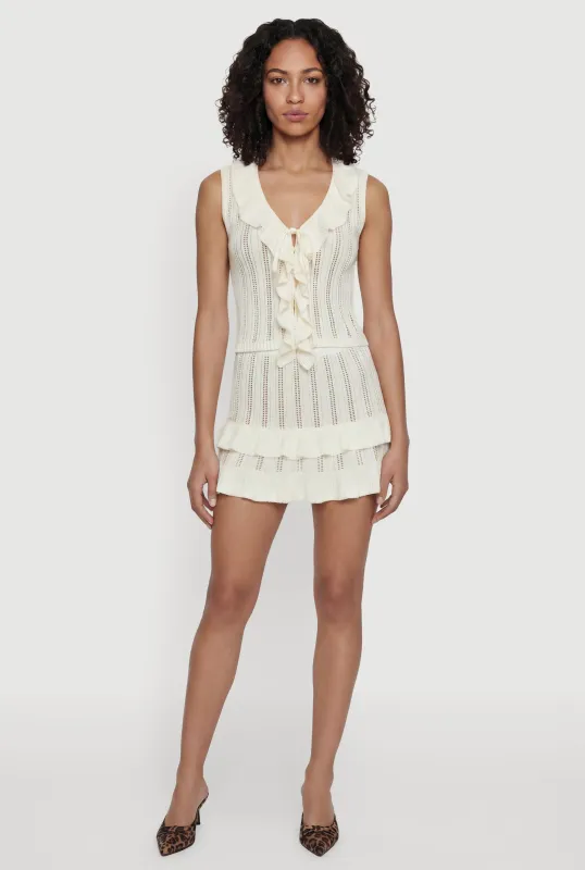 Crochet Ruffle Trim Tiered Mini Skirt made by Almost Famous