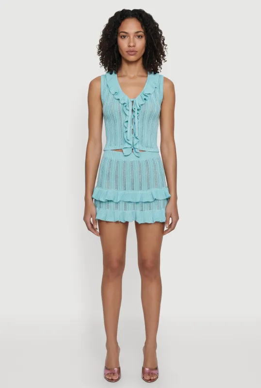 Crochet Ruffle Trim Tiered Mini Skirt made by Almost Famous