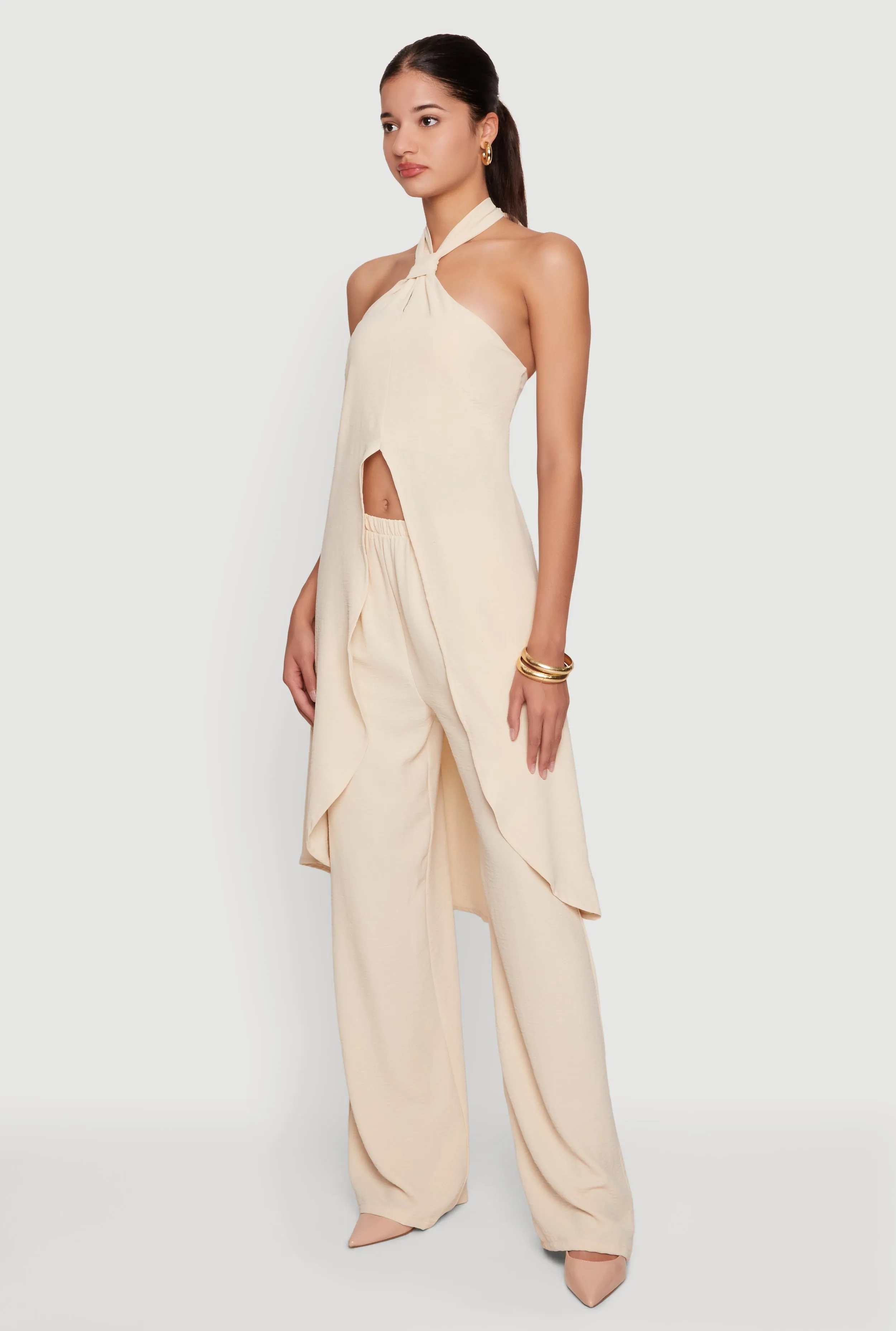 Crepe Knit High Waisted Wide Leg Pull On Pants sold by Rainbow product image thumbnail 2