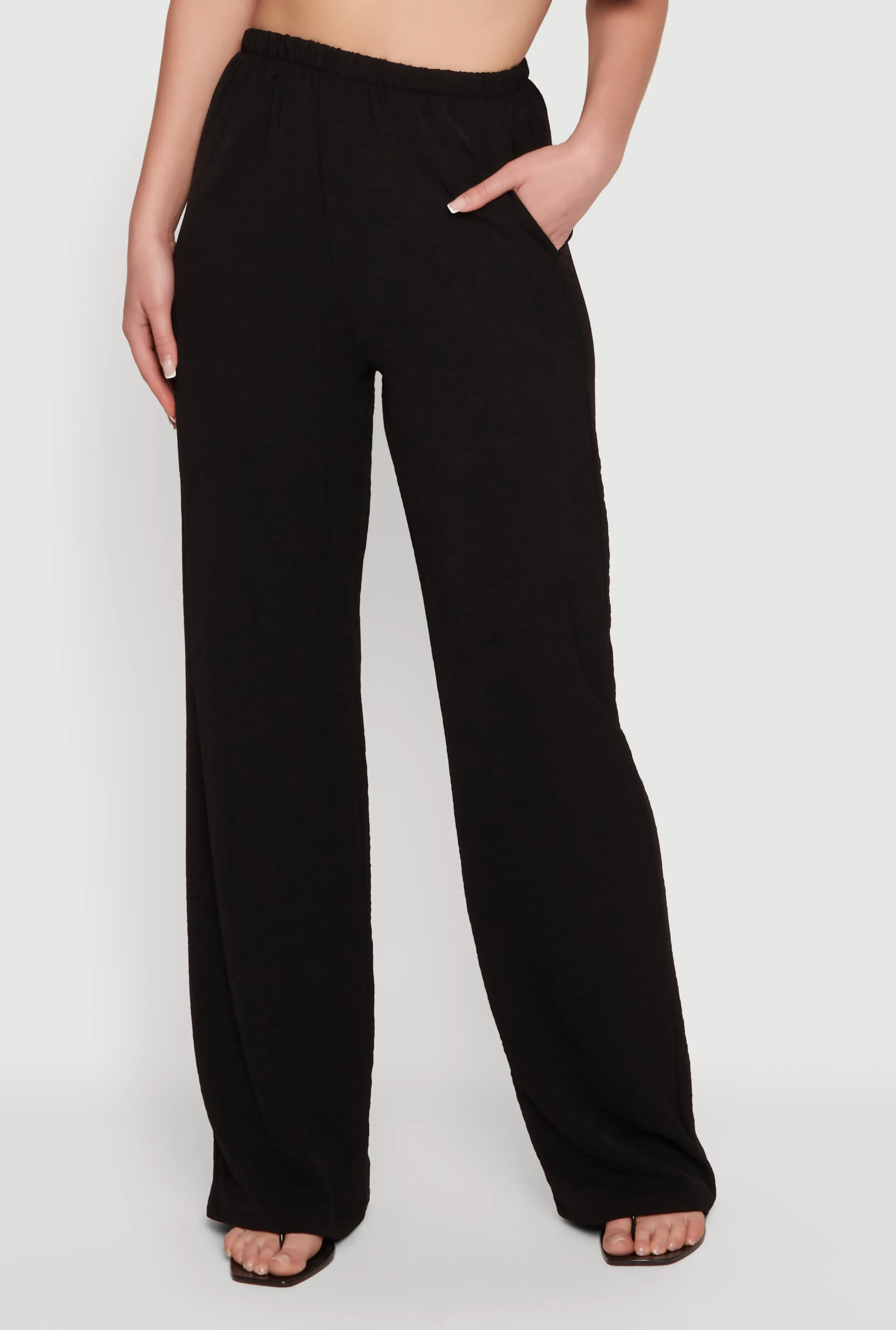 Crepe Knit High Waisted Wide Leg Pull On Pants sold by Rainbow product image thumbnail 3