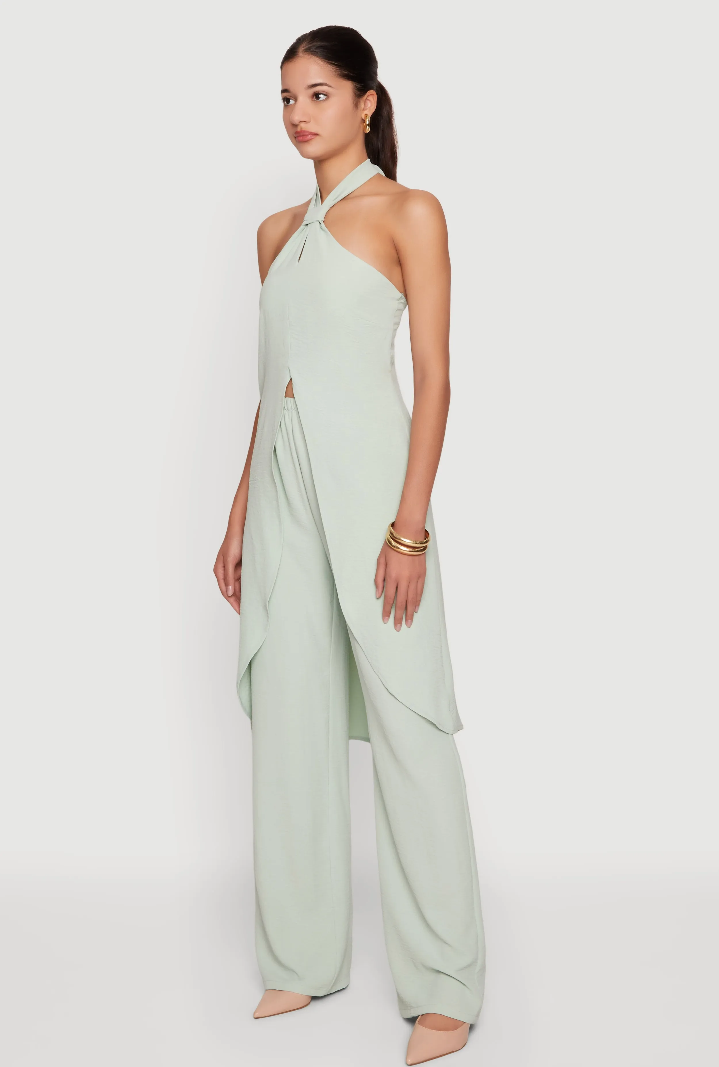 Crepe Knit High Waisted Wide Leg Pull On Pants sold by Rainbow product image thumbnail 2