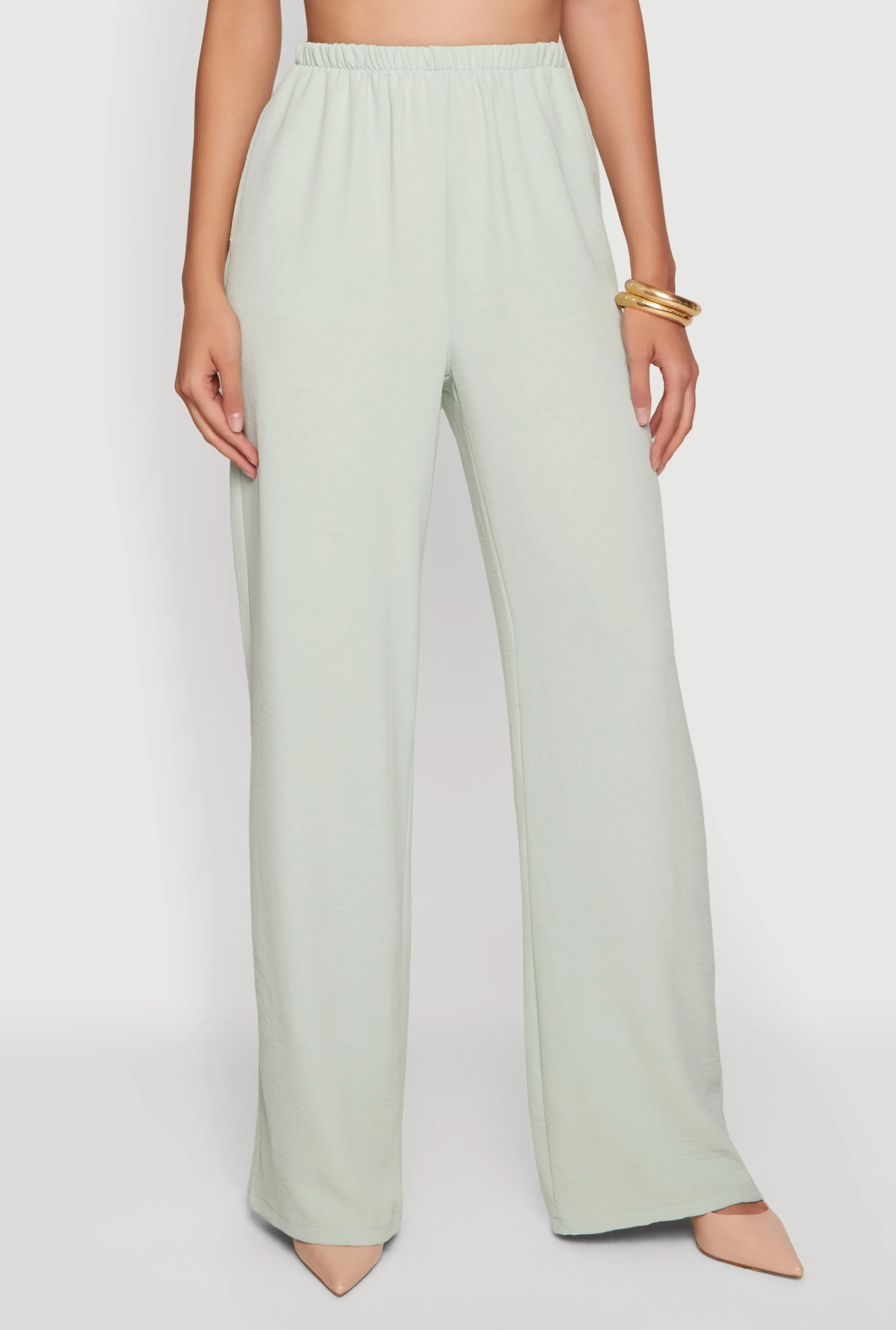 Crepe Knit High Waisted Wide Leg Pull On Pants sold by Rainbow product image thumbnail 3