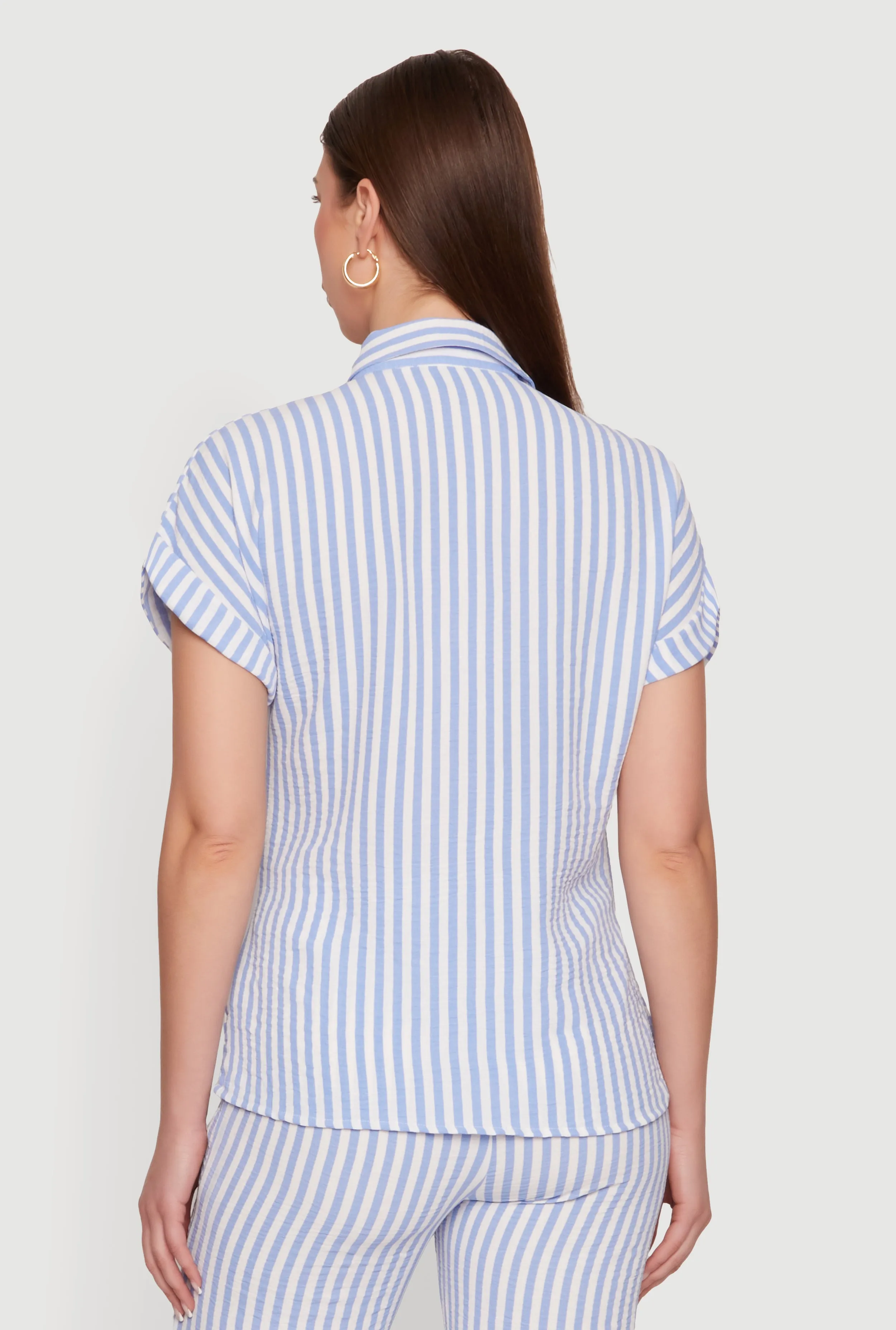 Striped Crepe Knit Button Front Blouse sold by Rainbow product image thumbnail 5