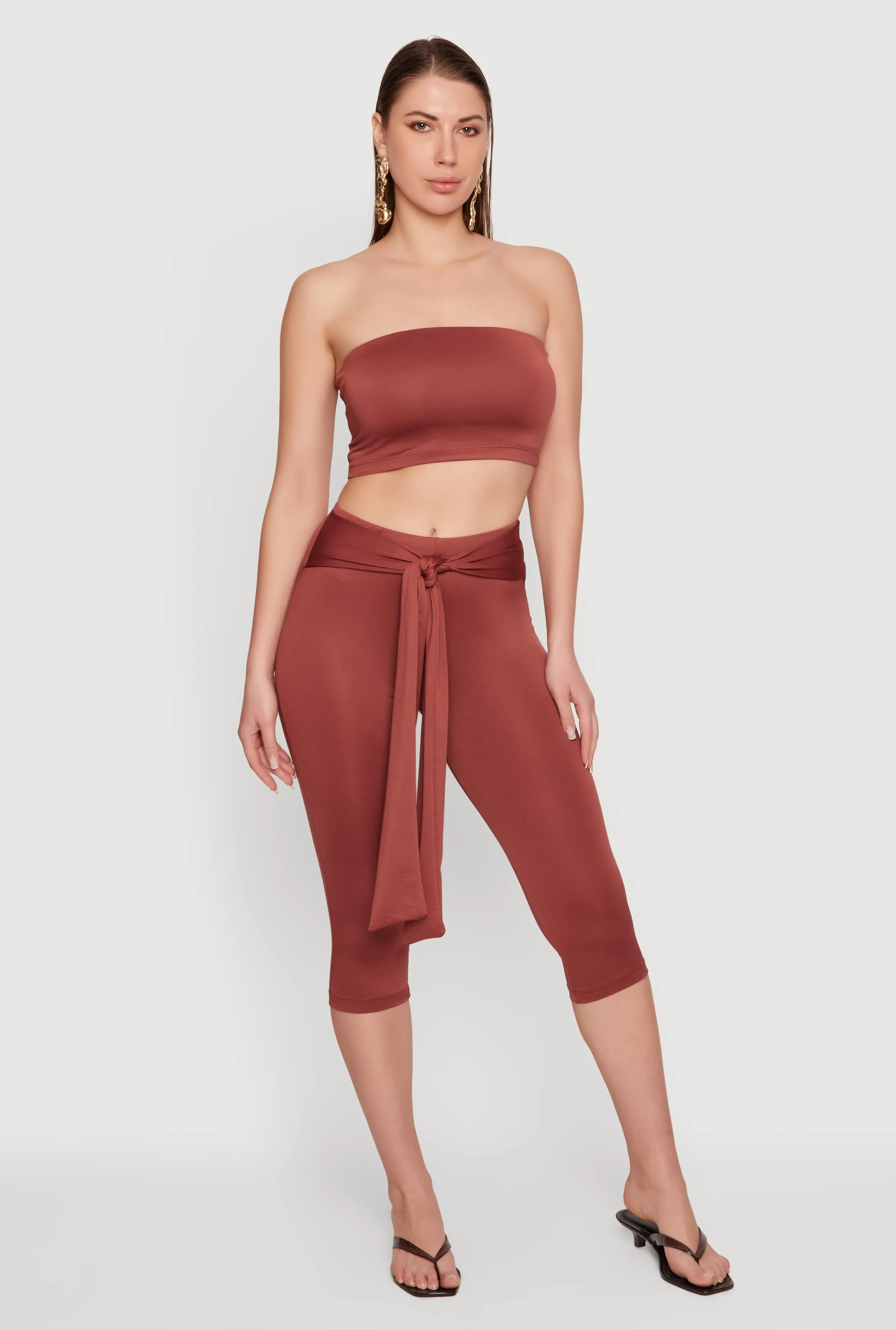 Tie Waist Capri Leggings sold by Rainbow