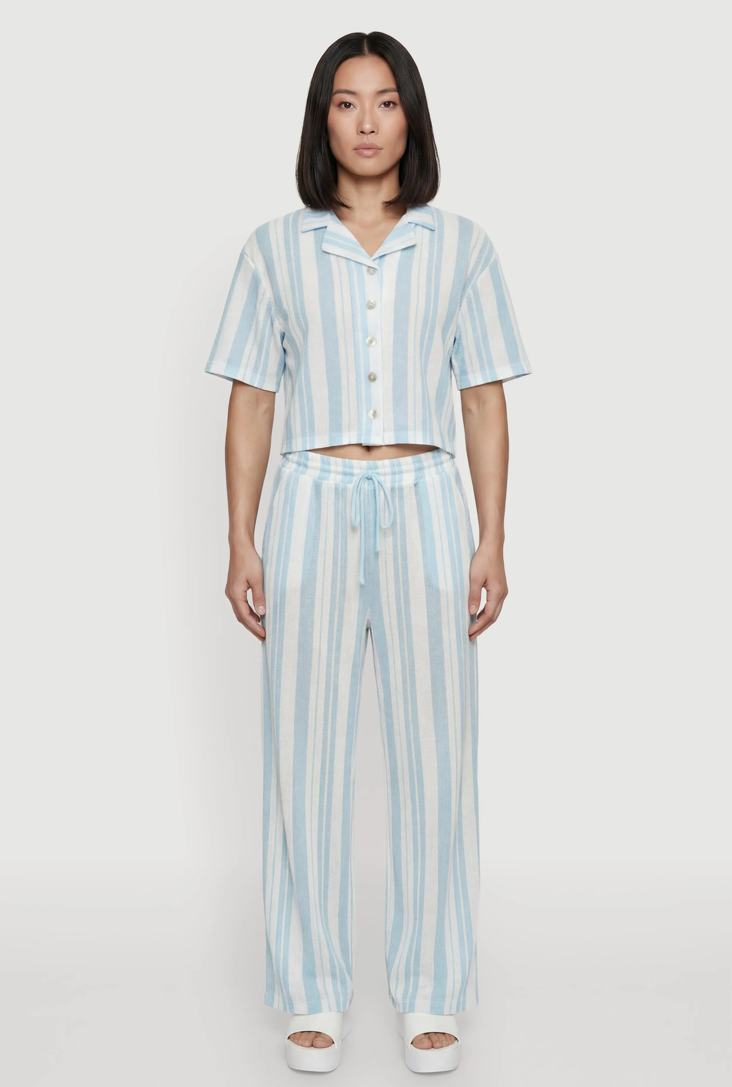 Striped High Waisted Straight Leg Casual Pants sold by Rainbow product image thumbnail 3