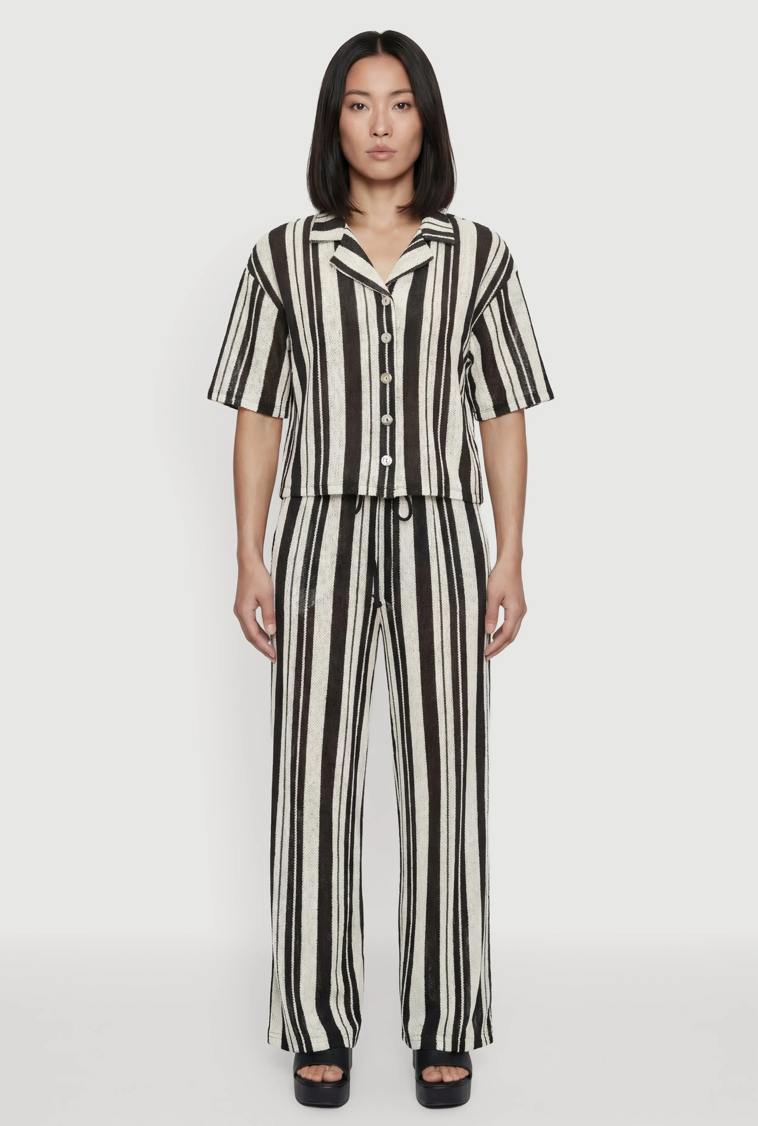 Striped High Waisted Straight Leg Casual Pants sold by Rainbow product image thumbnail 2