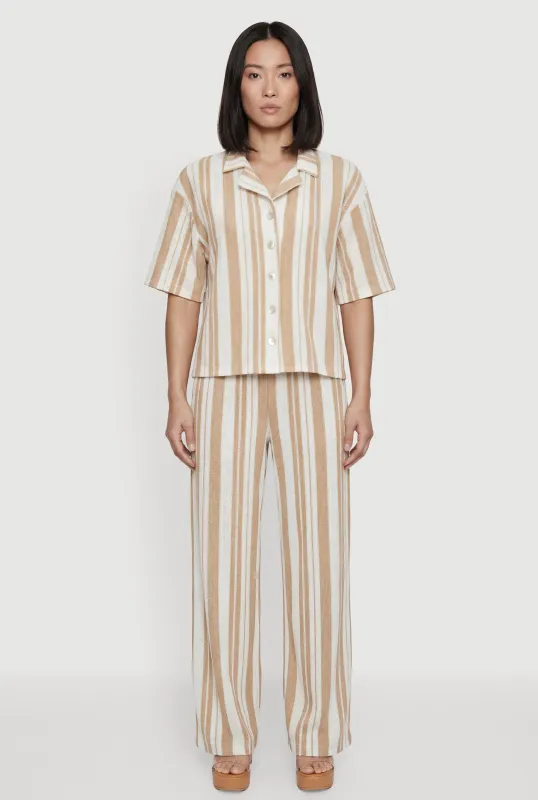 Striped High Waisted Straight Leg Casual Pants made by Rainbow