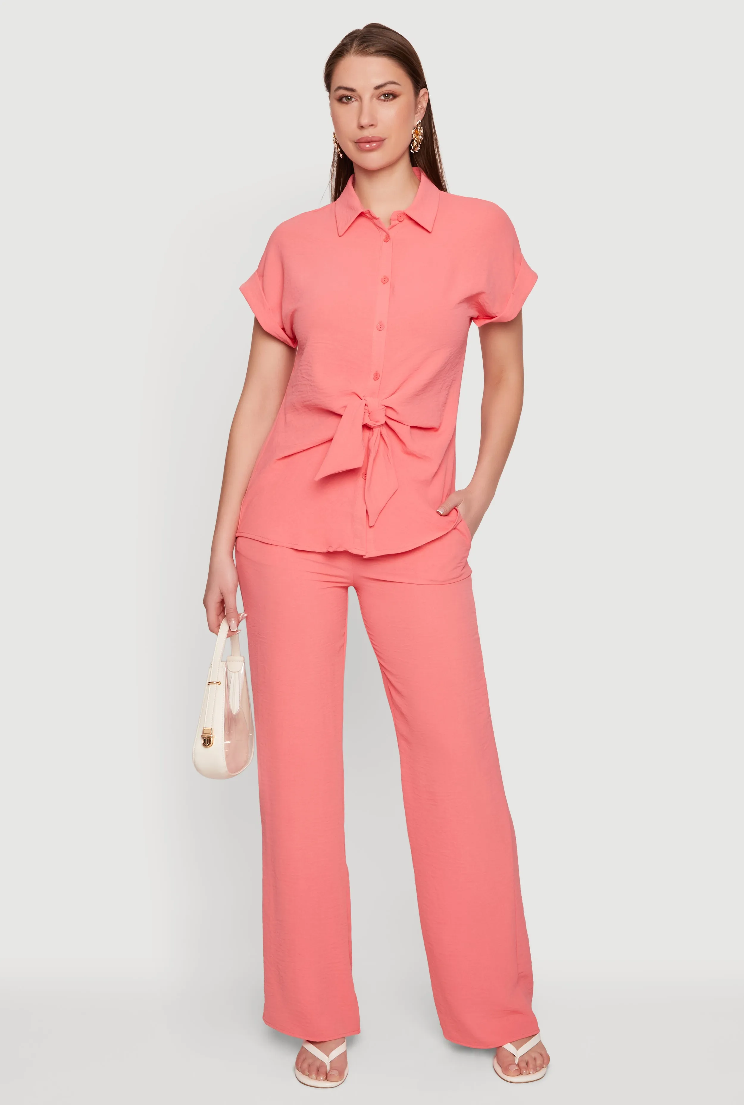 Solid Crepe Knit Pull On Pants sold by Rainbow