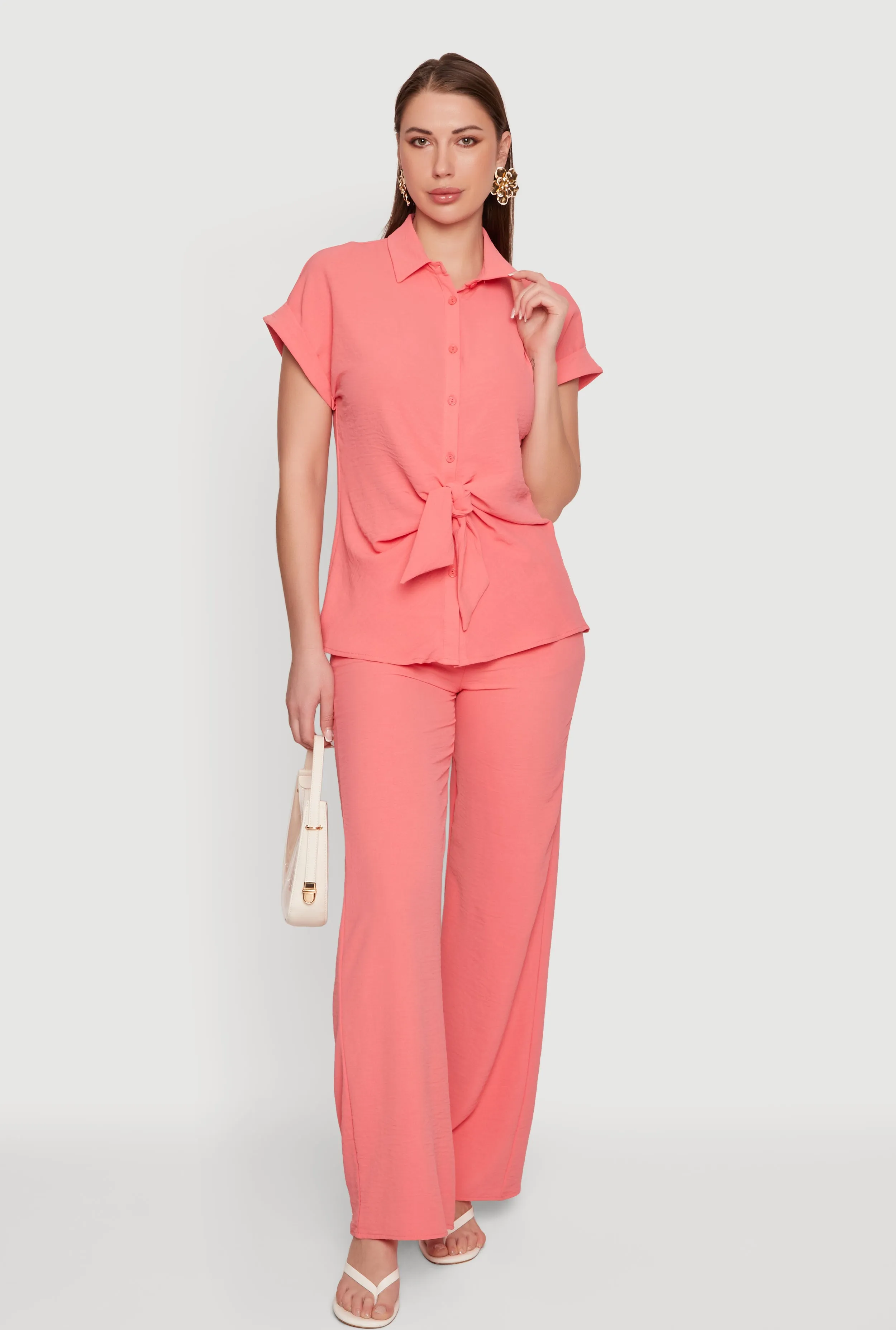 Crepe Knit Button Front Blouse sold by Rainbow product image thumbnail 2