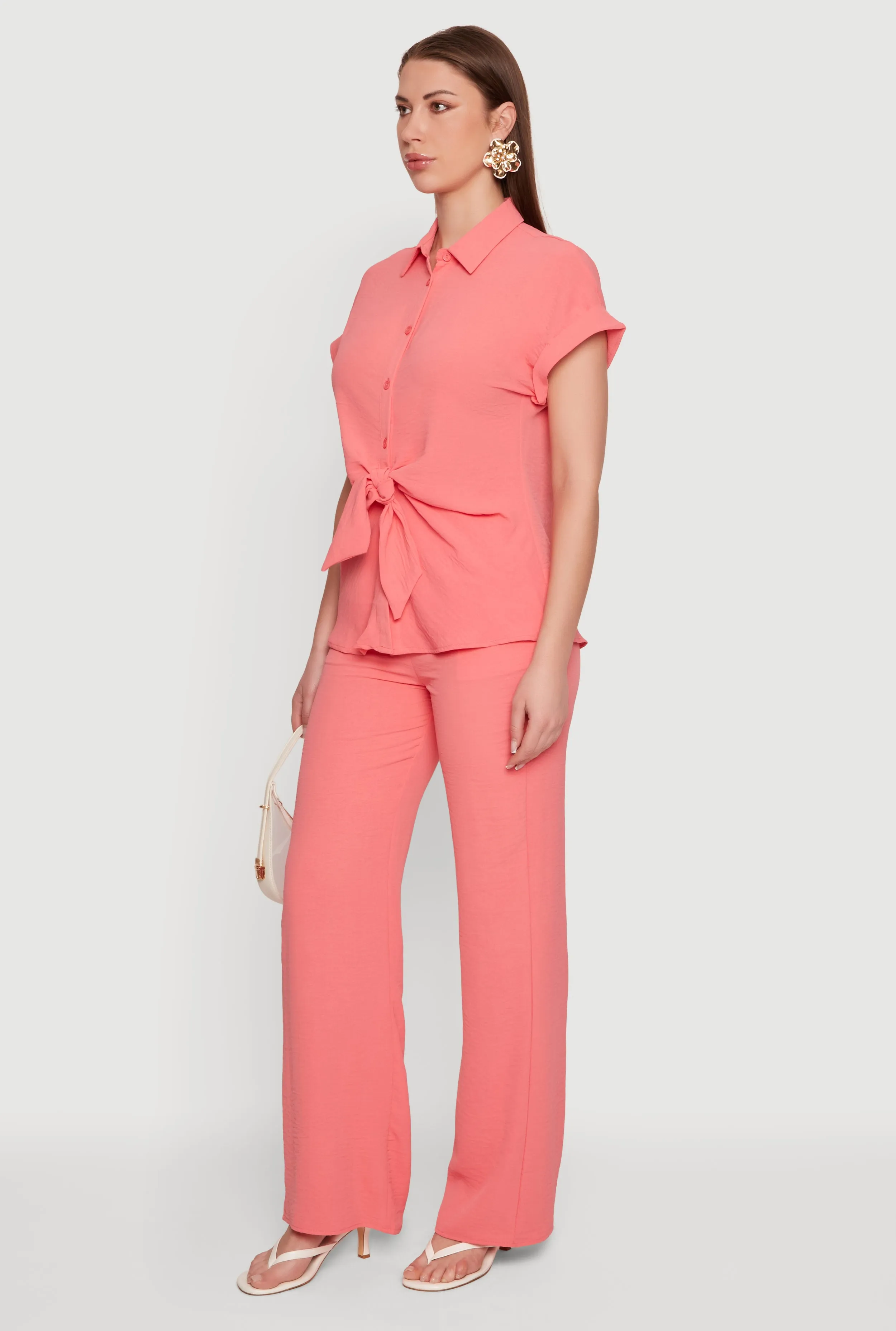 Crepe Knit Button Front Blouse sold by Rainbow product image thumbnail 3