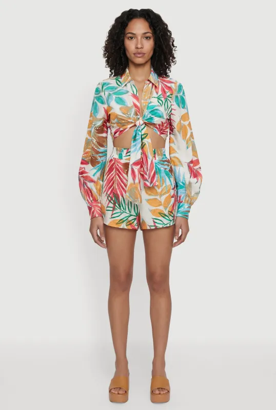 High Waisted Floral Shorts with Pockets made by Rainbow