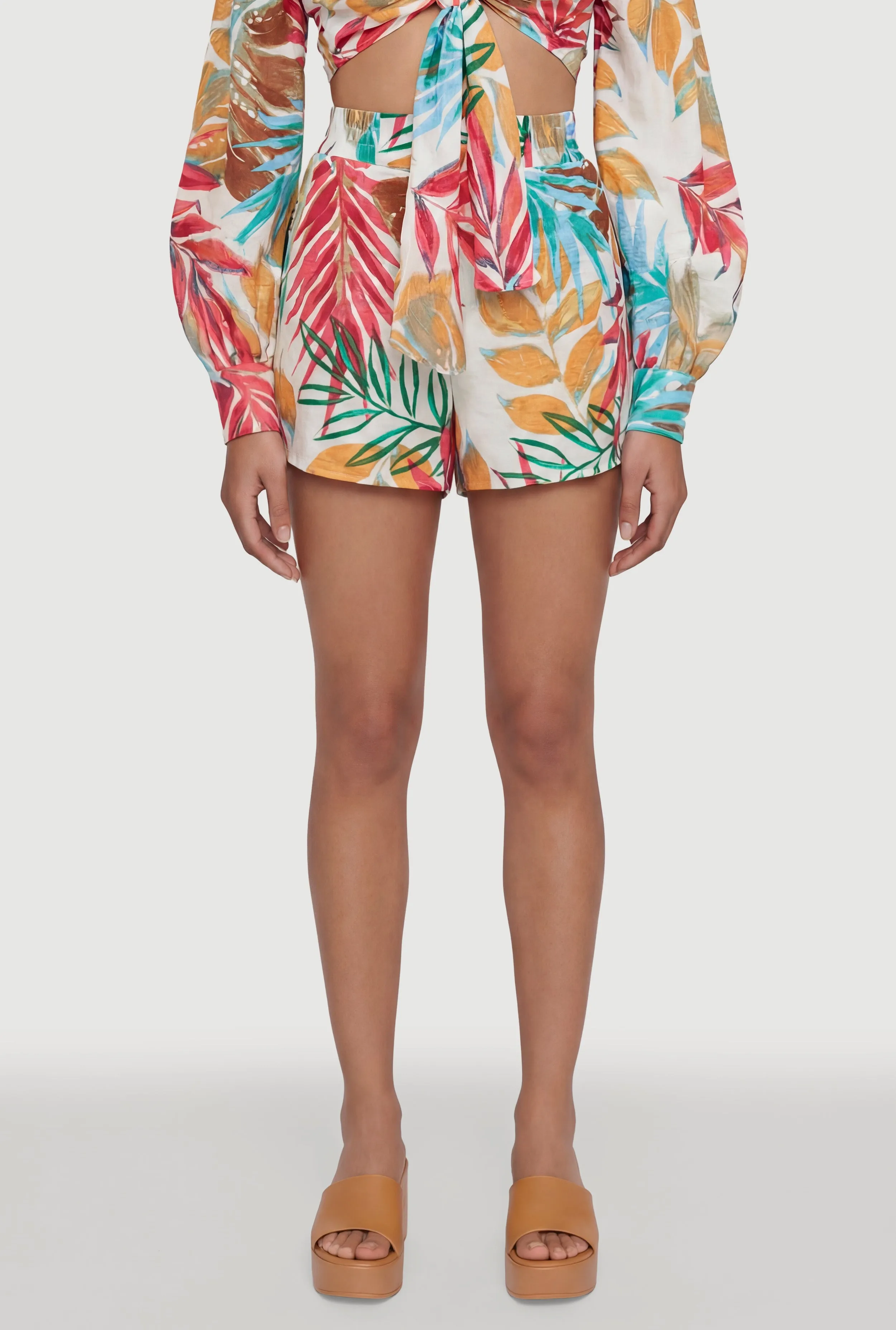 High Waisted Floral Shorts with Pockets sold by Rainbow product image thumbnail 3