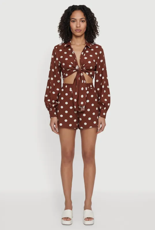 High Waisted Polka Dot Shorts with Pockets made by Rainbow