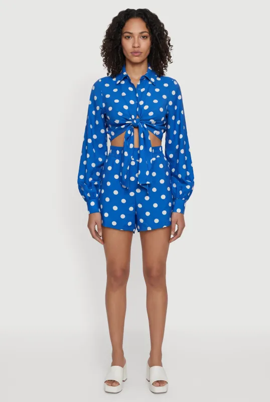 High Waisted Polka Dot Shorts with Pockets made by Rainbow