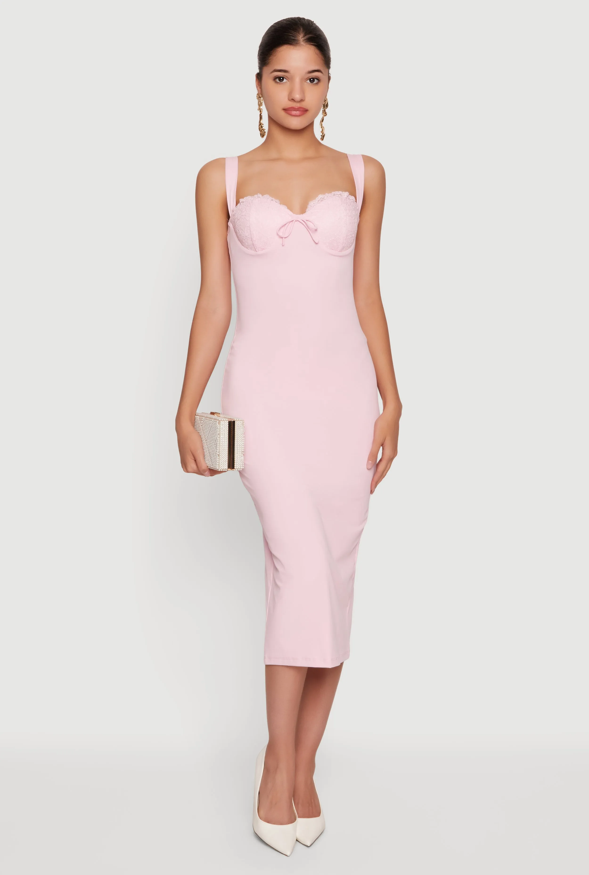 Lace Detail Bustier Midi Dress sold by Rainbow