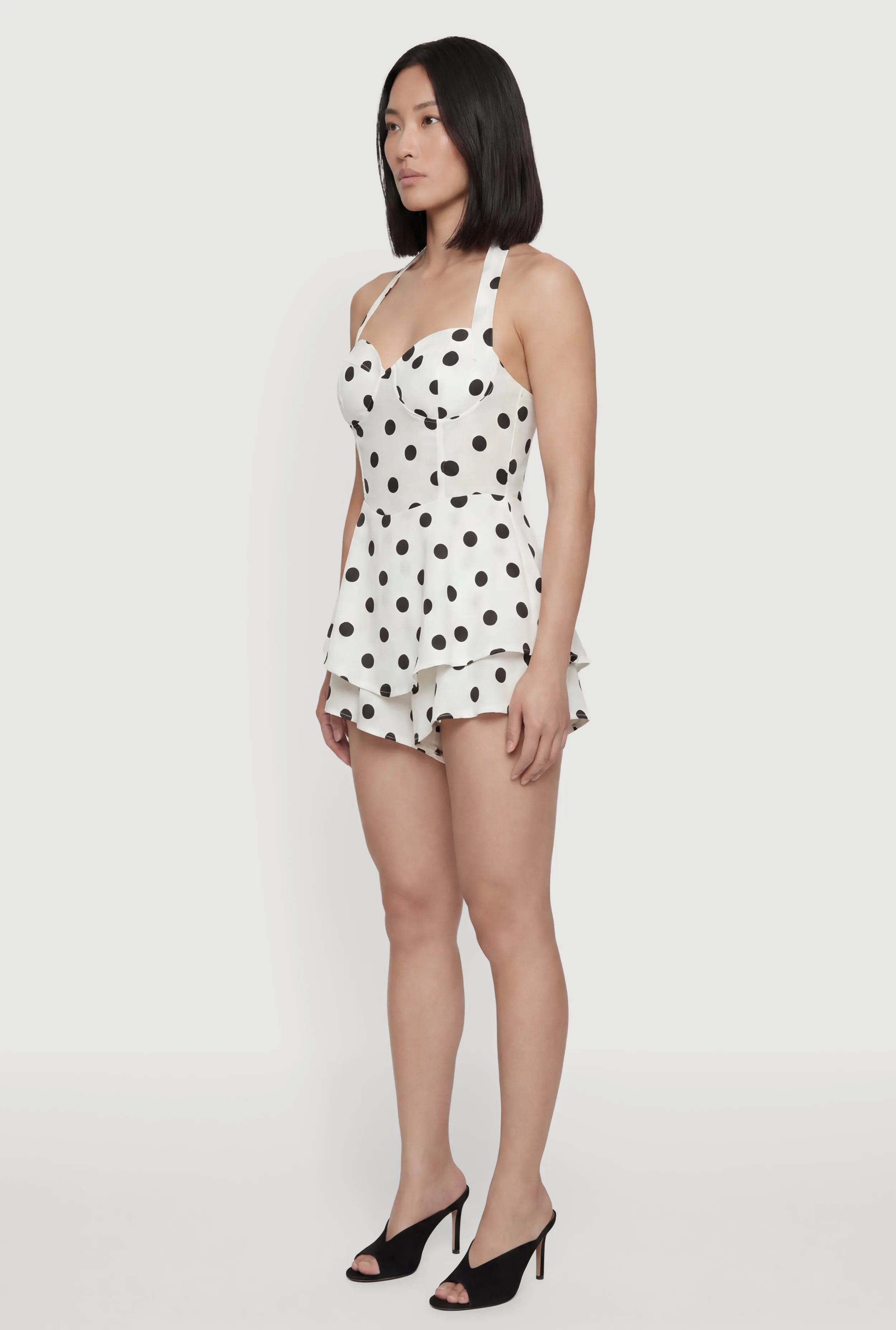 Polka Dot Print Tie Neck Bustier Romper sold by Rainbow product image thumbnail 2