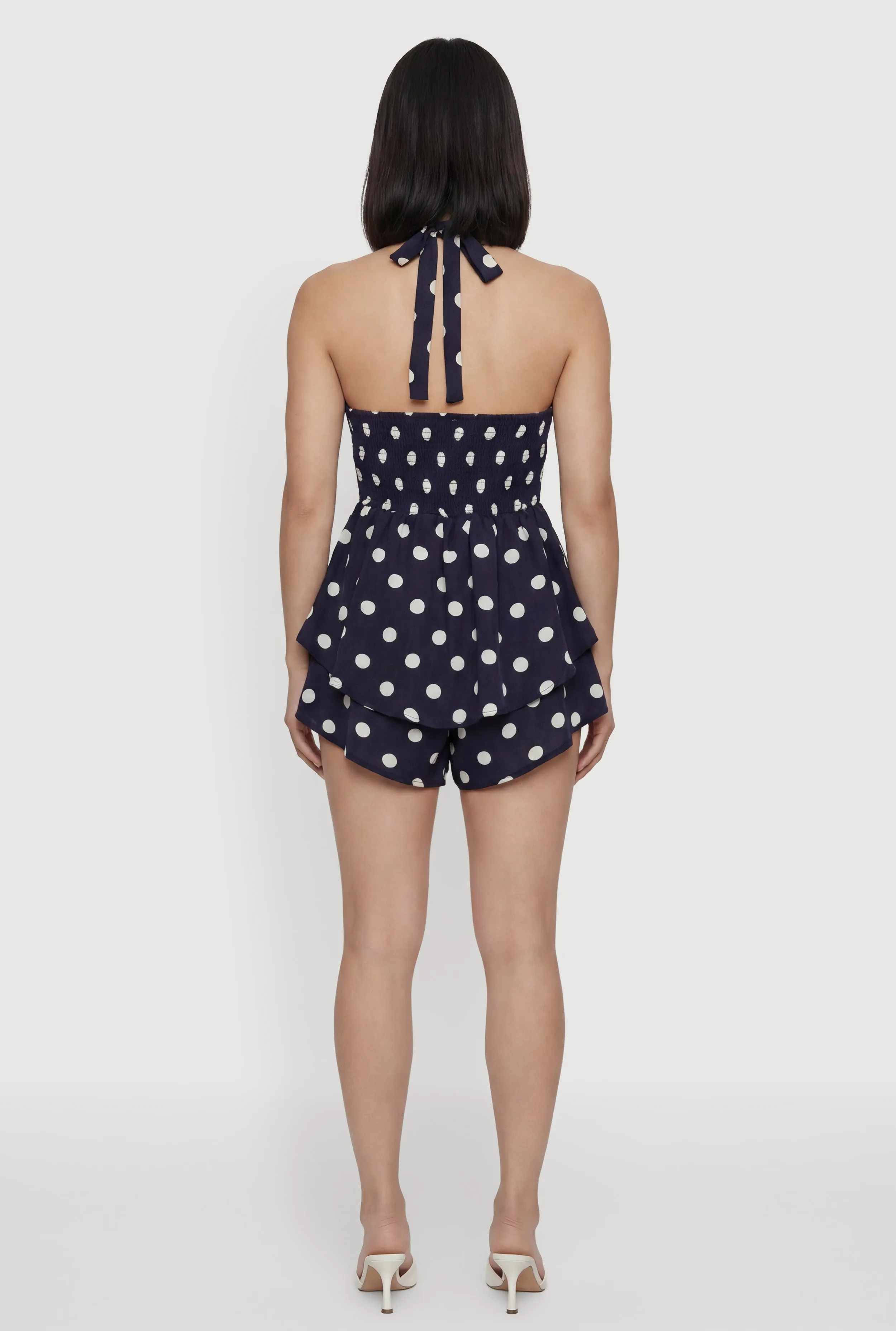 Polka Dot Print Tie Neck Bustier Romper sold by Rainbow product image thumbnail 3