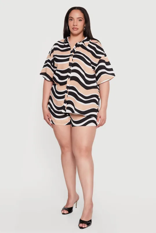 Plus Size High Waisted Smocked Waist Shorts made by Rainbow