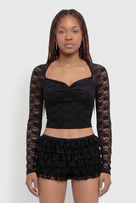 Floral Lace Long Sleeve Top made by Rainbow
