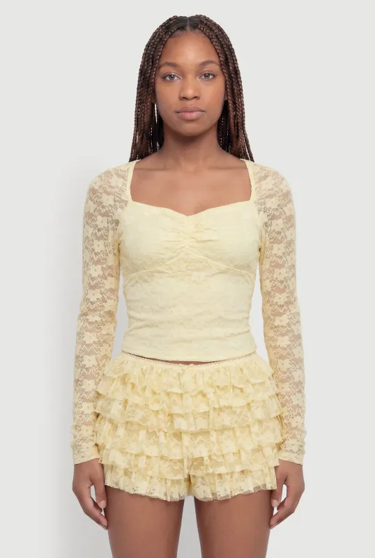 Floral Lace Long Sleeve Top made by Rainbow