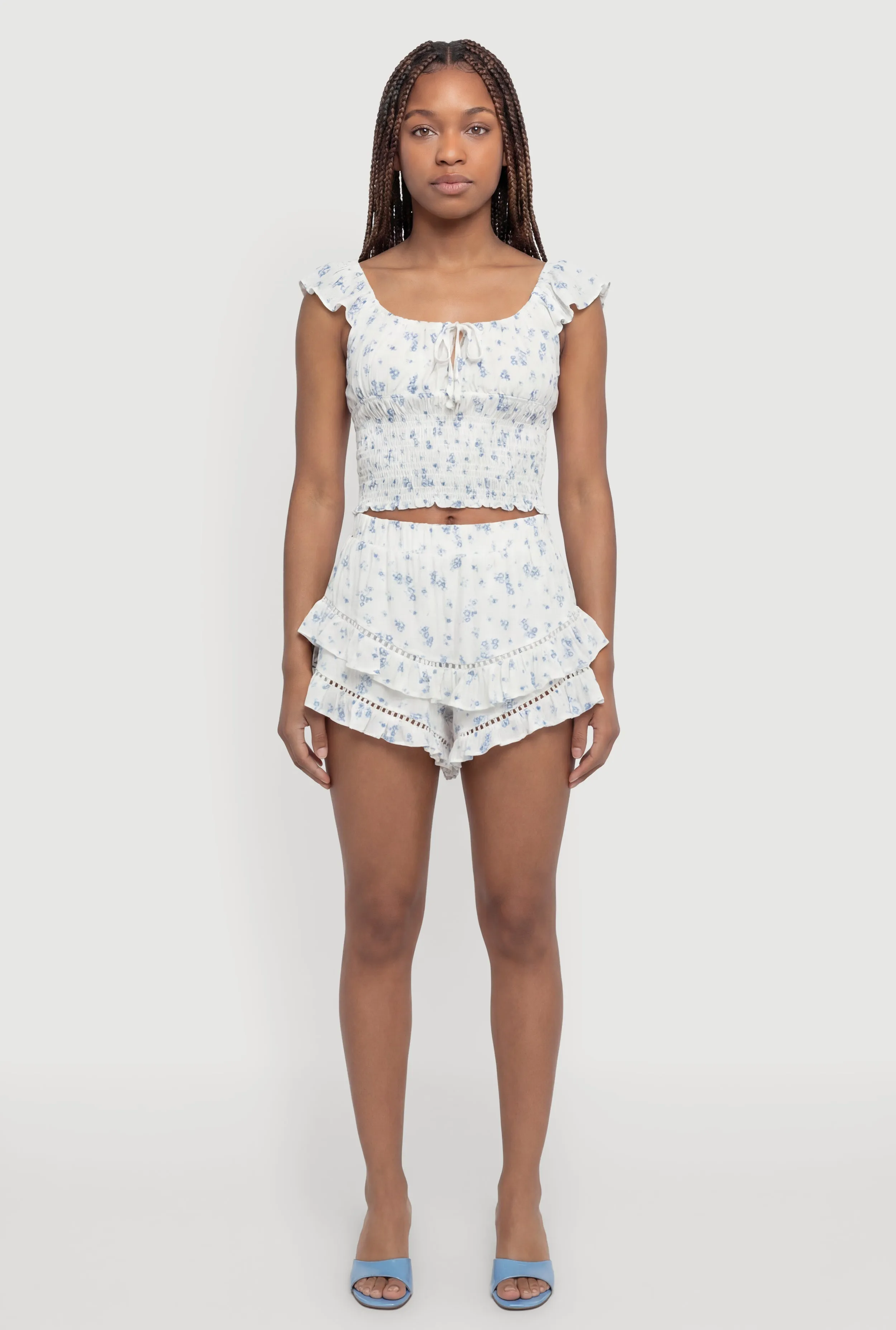 Floral Smocked Peasant Crop Top sold by Rainbow product image thumbnail 2