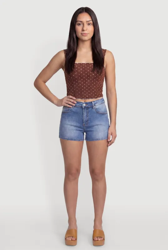 Lace Trim Zip Back Polka Dot Corset Top made by iris