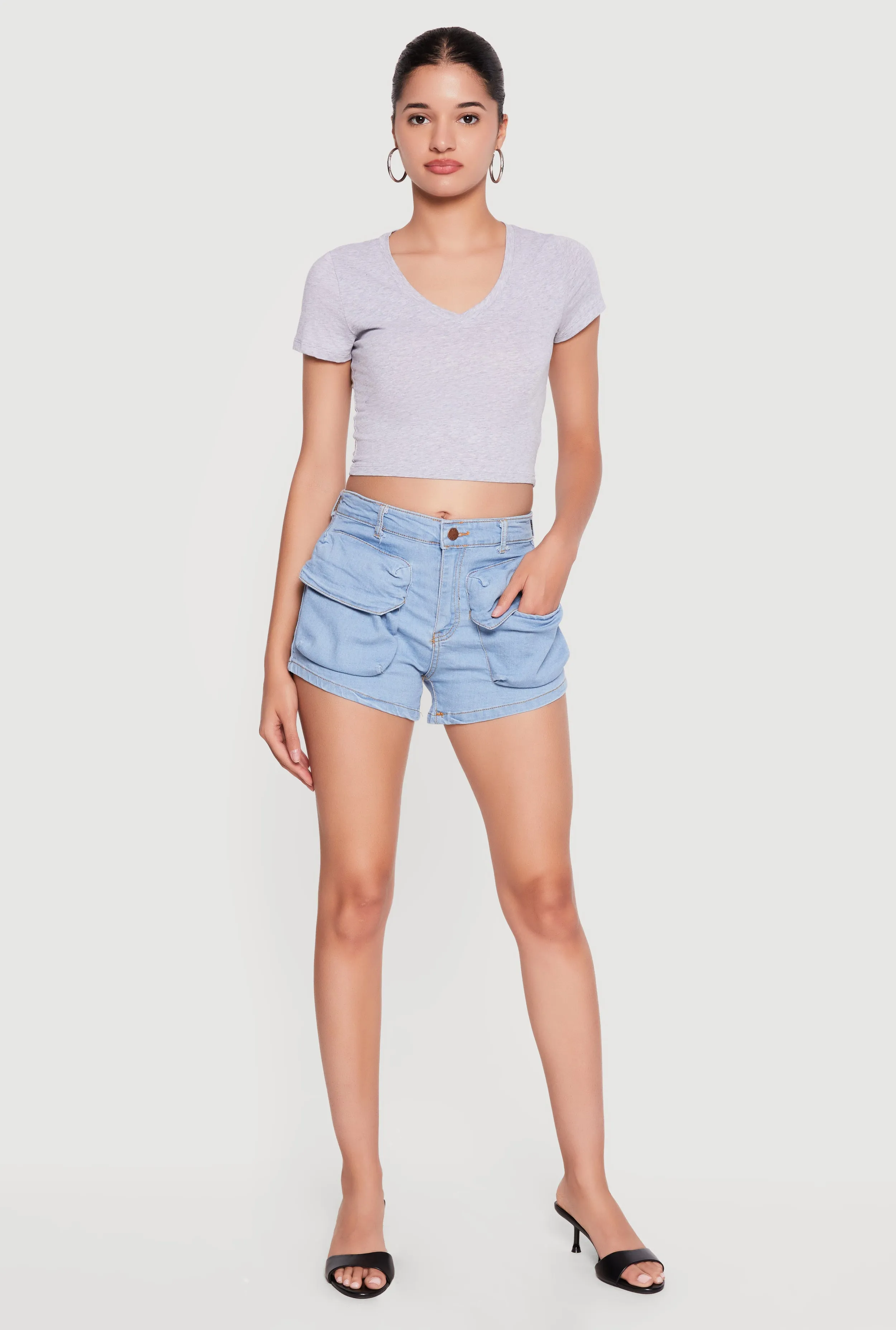 Trendy Mid Rise Cargo Shorts sold by Rainbow