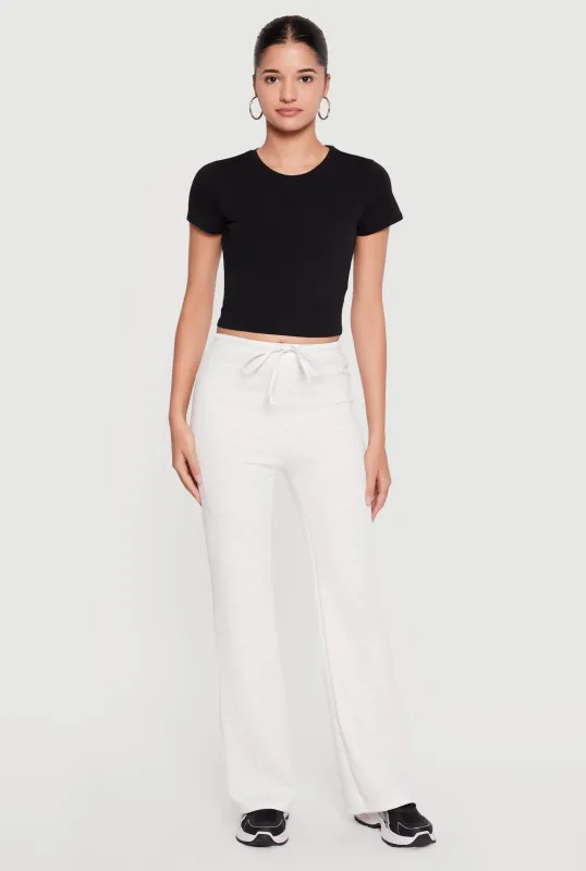 Modal Drawstring Waist Straight Leg Pants made by Rainbow
