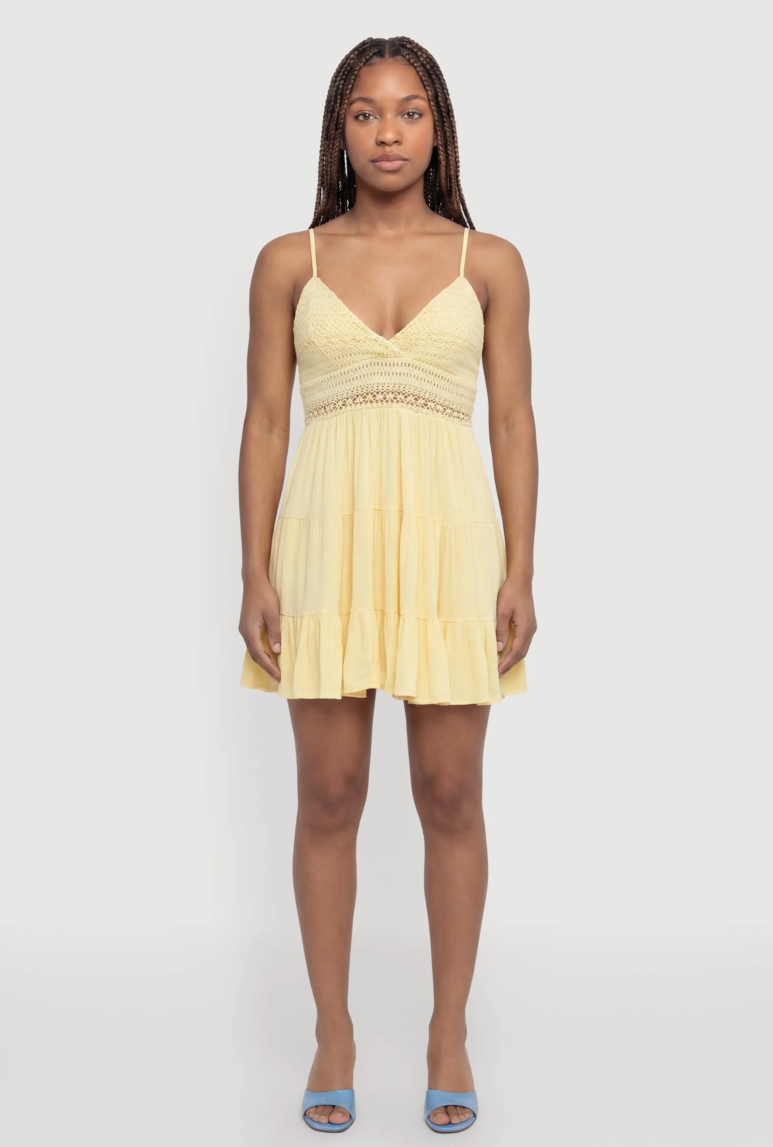 Crochet Detail Tiered Ruffle Trim Dress sold by Rainbow product image thumbnail 3
