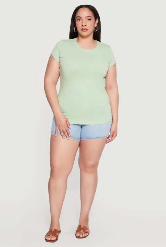 Plus Size Crew Neck Short Sleeve Tee made by Ambiance