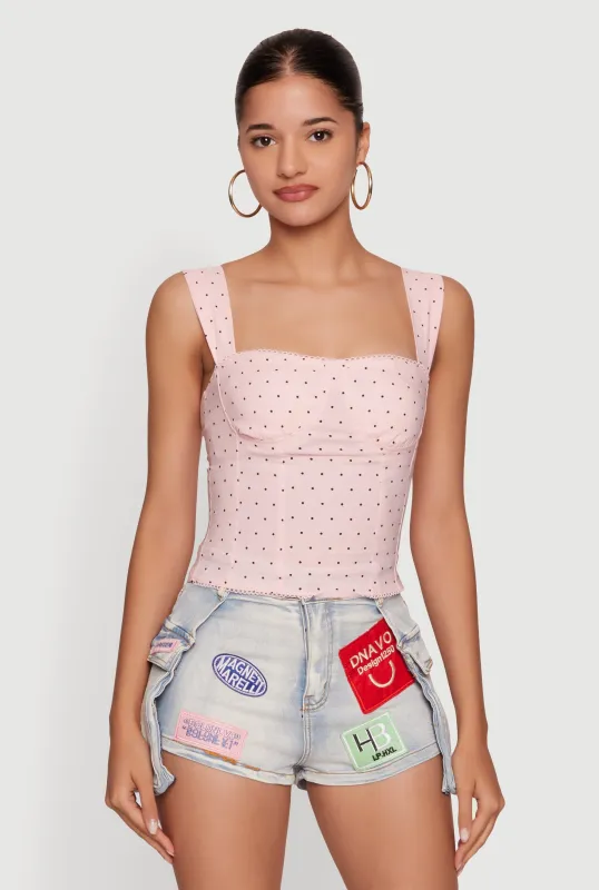 Lace Trim Polka Dot Bustier Top made by Rainbow