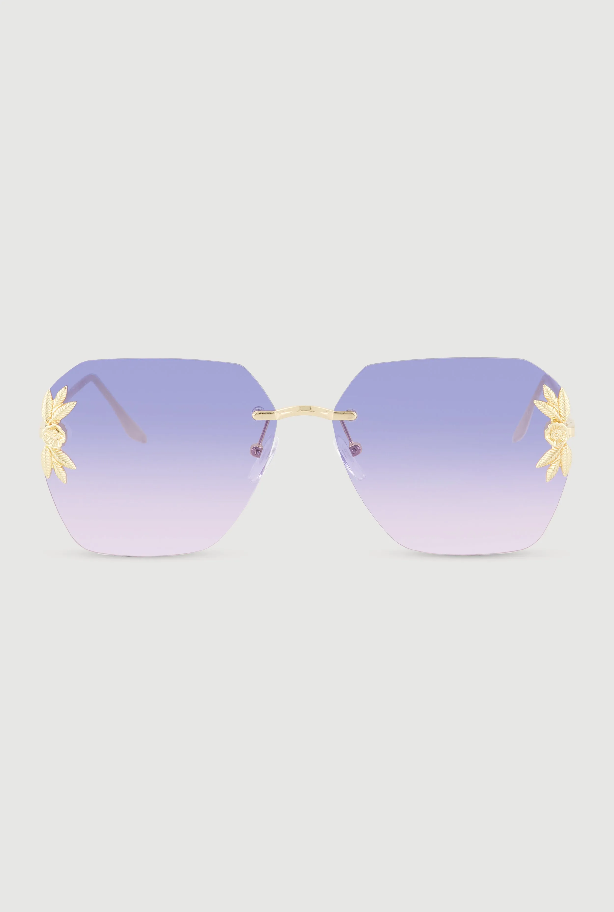 Metallic Floral Detail Rimless Sunglasses sold by Rainbow product image thumbnail 2