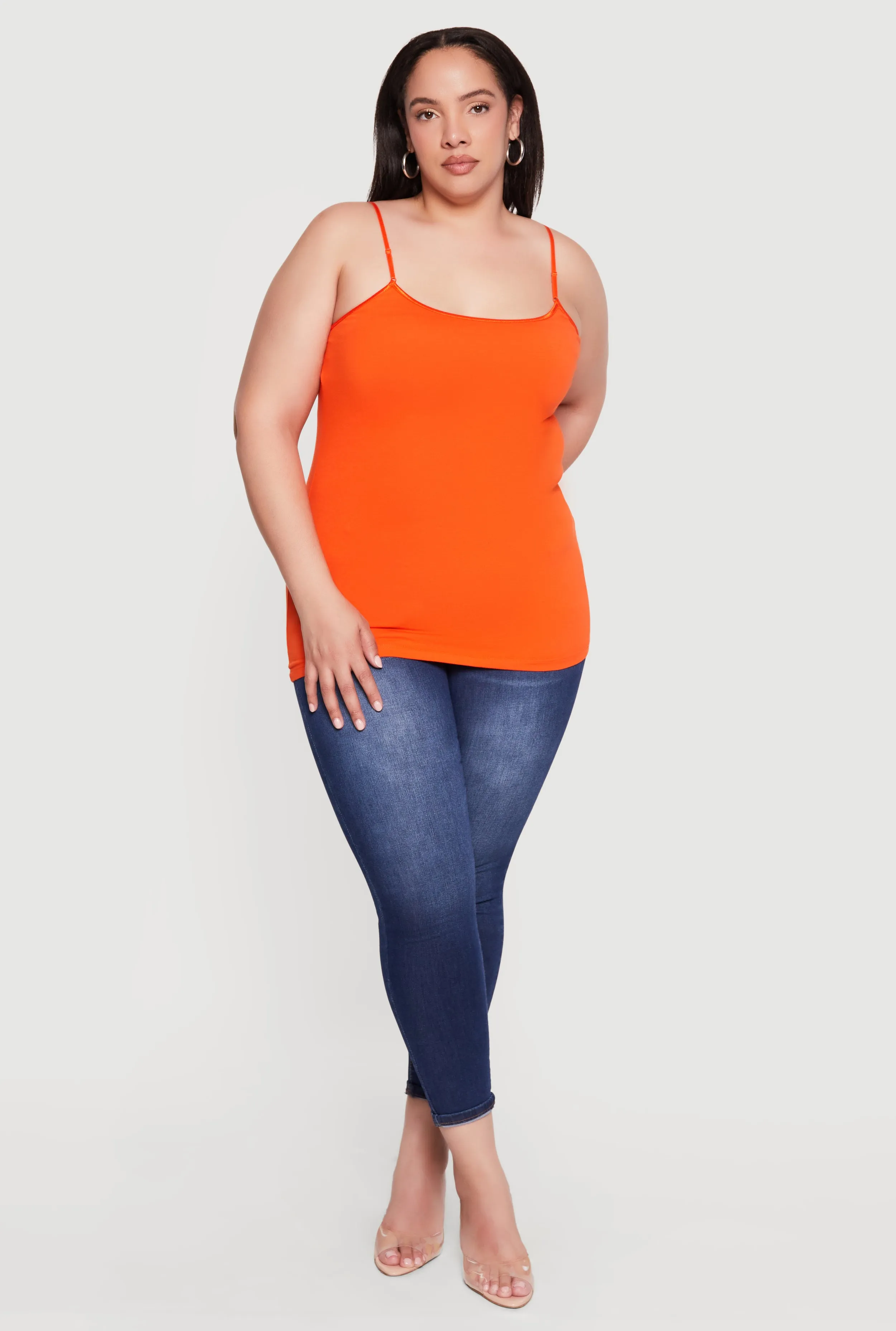 Plus Size Solid Scoop Neck Cami with Shelf Bra sold by Rainbow product image thumbnail 3