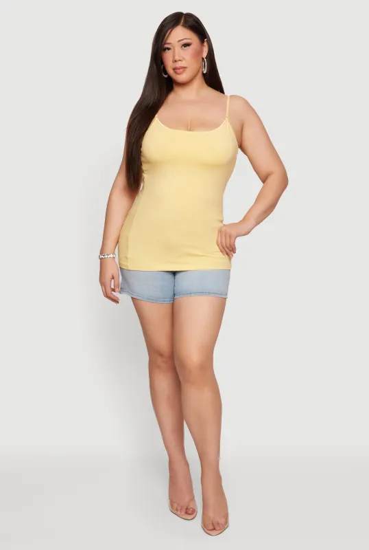 Plus Size Solid Scoop Neck Cami with Shelf Bra made by Ambiance