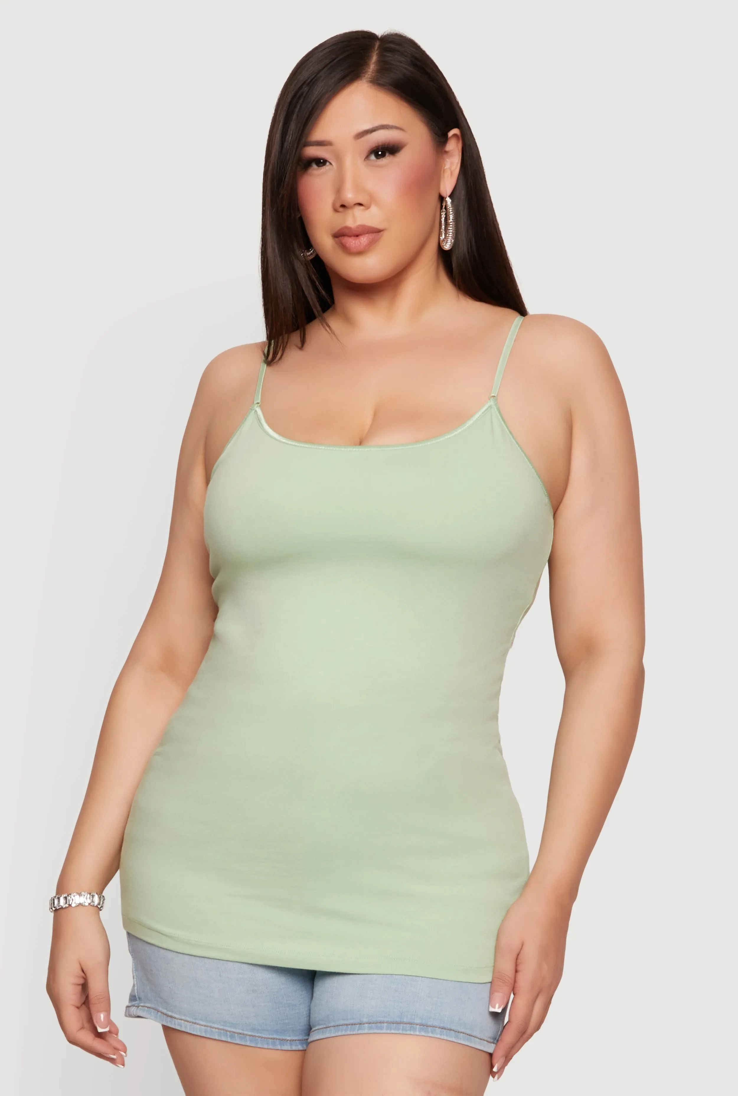 Plus Size Solid Scoop Neck Cami with Shelf Bra sold by Rainbow product image thumbnail 2