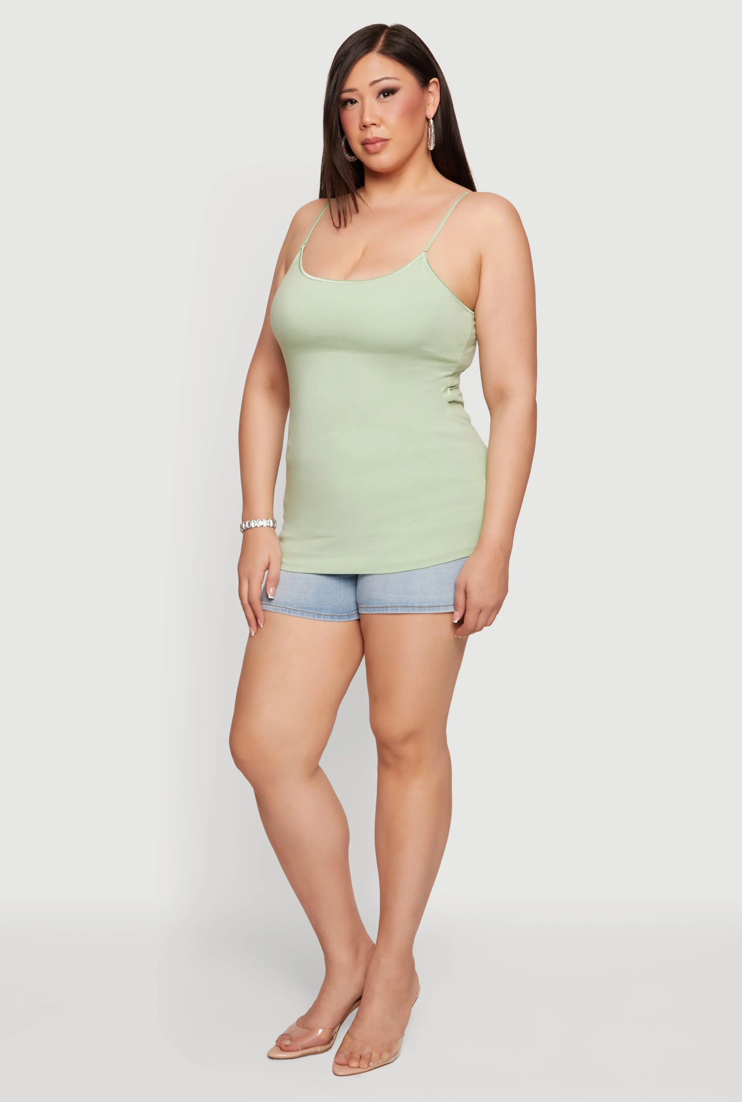 Plus Size Solid Scoop Neck Cami with Shelf Bra sold by Rainbow product image thumbnail 3