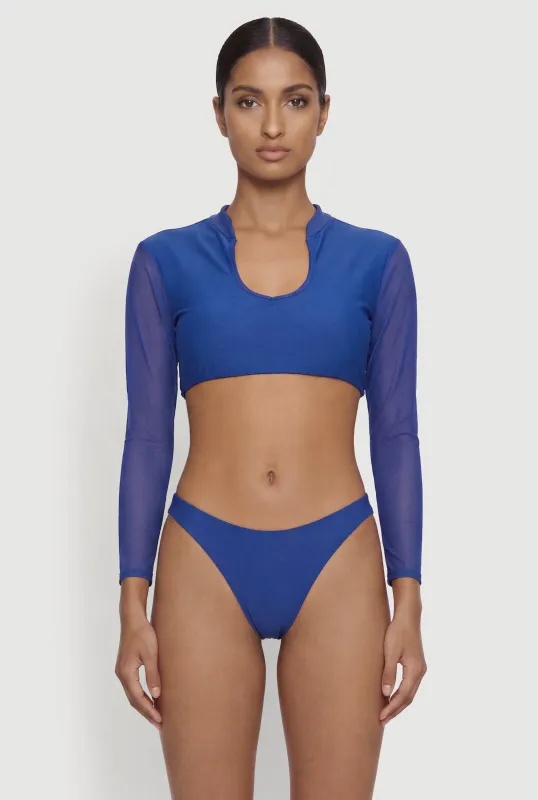 Mesh Long Sleeve Crop Bikini Top made by Rainbow