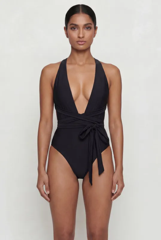 Plunge Cross Back One Piece Swimsuit made by Rainbow